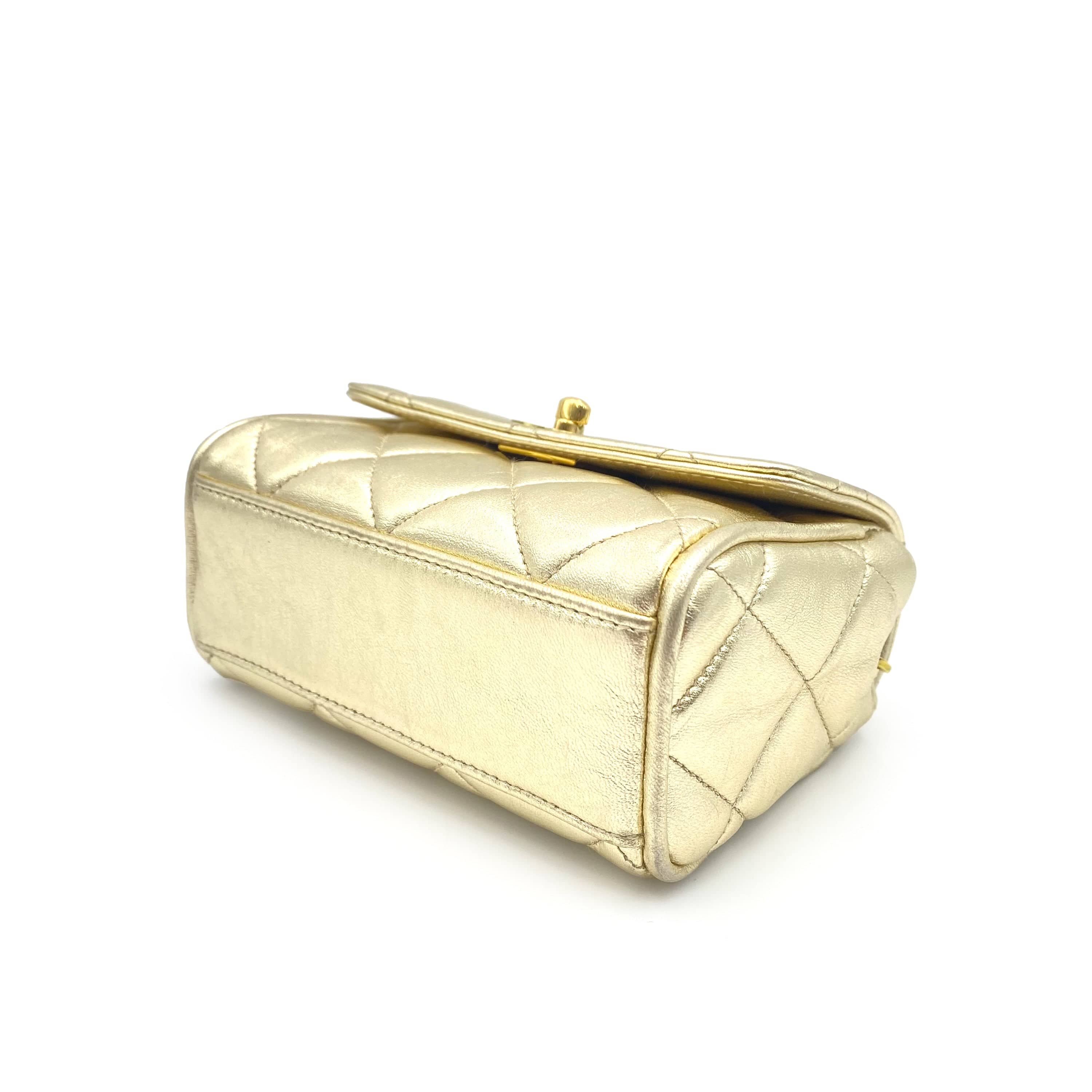 Chanel CHANEL VINTAGE MINI MATELASSE CHAIN SHOULDER BAG GOLD LAMB SKIN 90231590