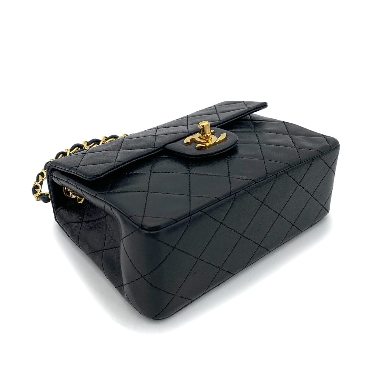 CHANEL CHANEL VINTAGE MINI SQUARE 17 CHAIN SHOULDER BAG BLACK LAMB SKIN 90255092