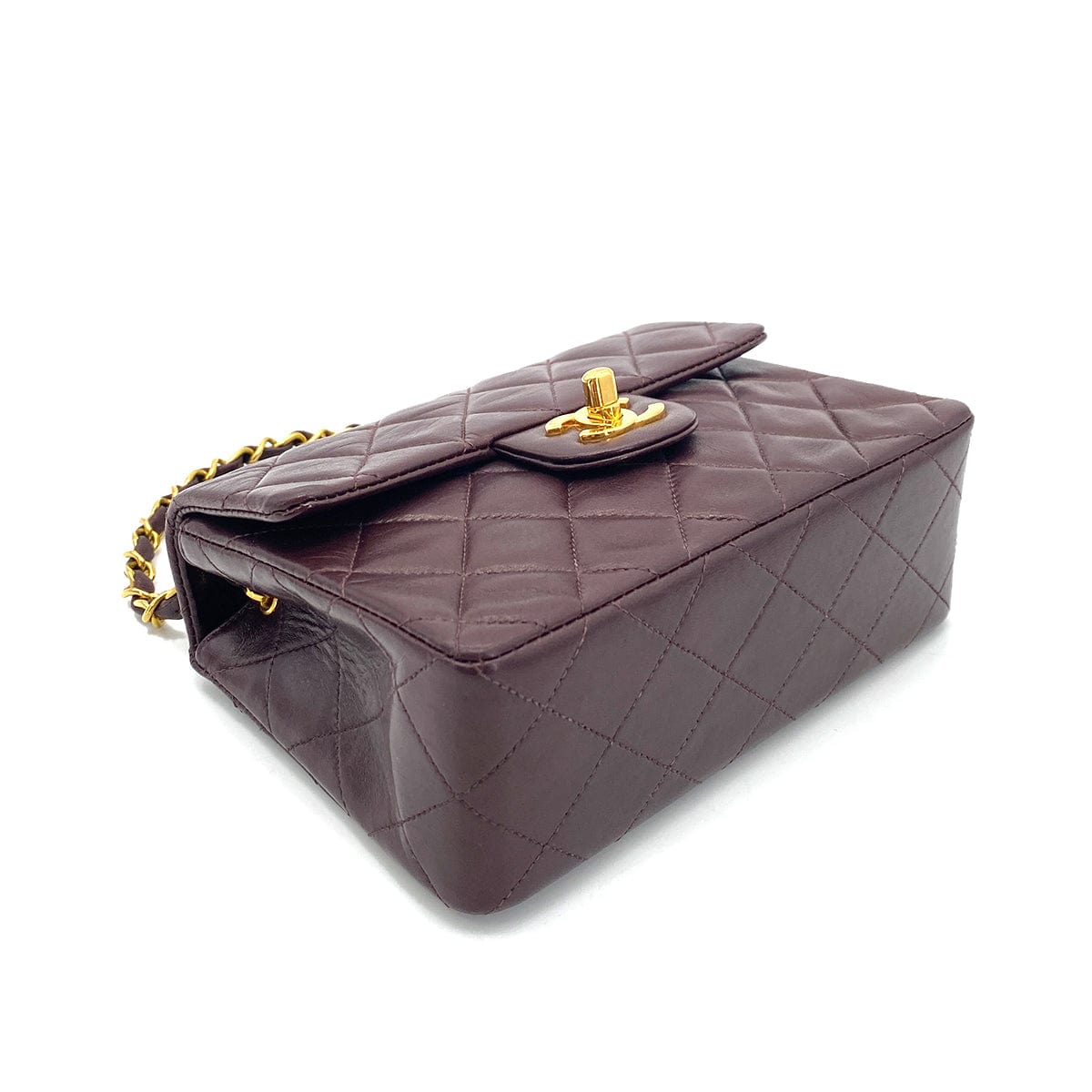 CHANEL CHANEL VINTAGE MINI SQUARE 17 CHAIN SHOULDER BAG BORDEAUX LAMB SKIN 90255954