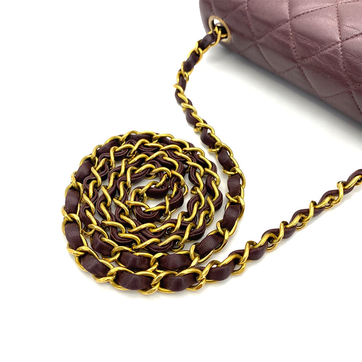 CHANEL CHANEL VINTAGE MINI SQUARE 17 CHAIN SHOULDER BAG BORDEAUX LAMB SKIN 90255954