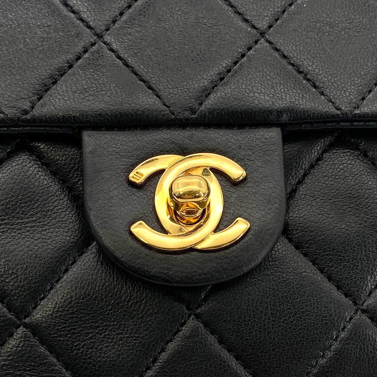 CHANEL CHANEL VINTAGE MINI SQUARE 20 CHAIN SHOULDER BAG BLACK LAMB SKIN 90258470