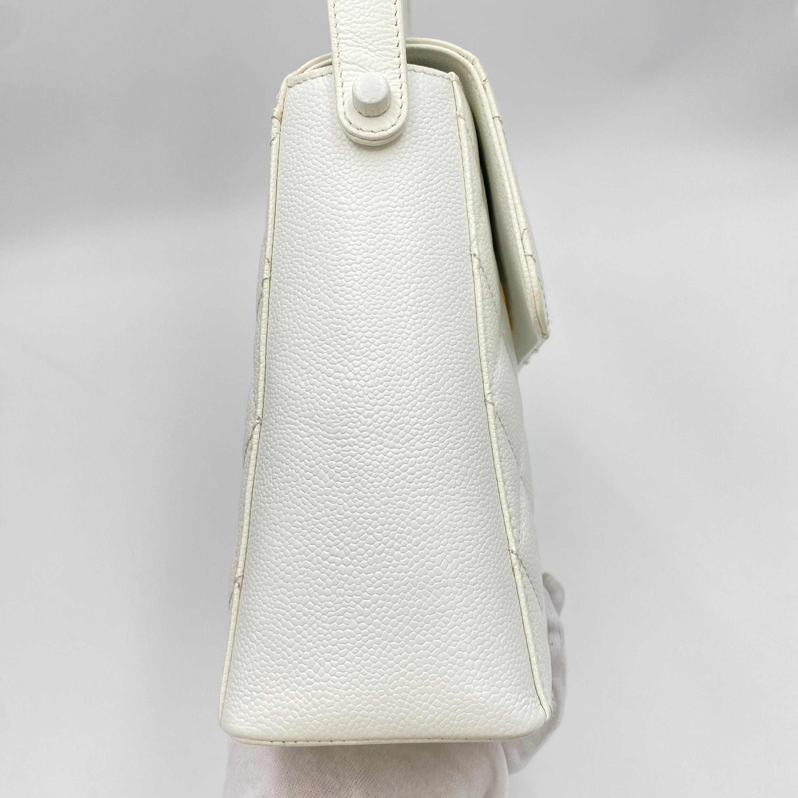 Chanel CHANEL VINTAGE ONE SHOULDER BAG WHITE CAVIAR SKIN 90211269