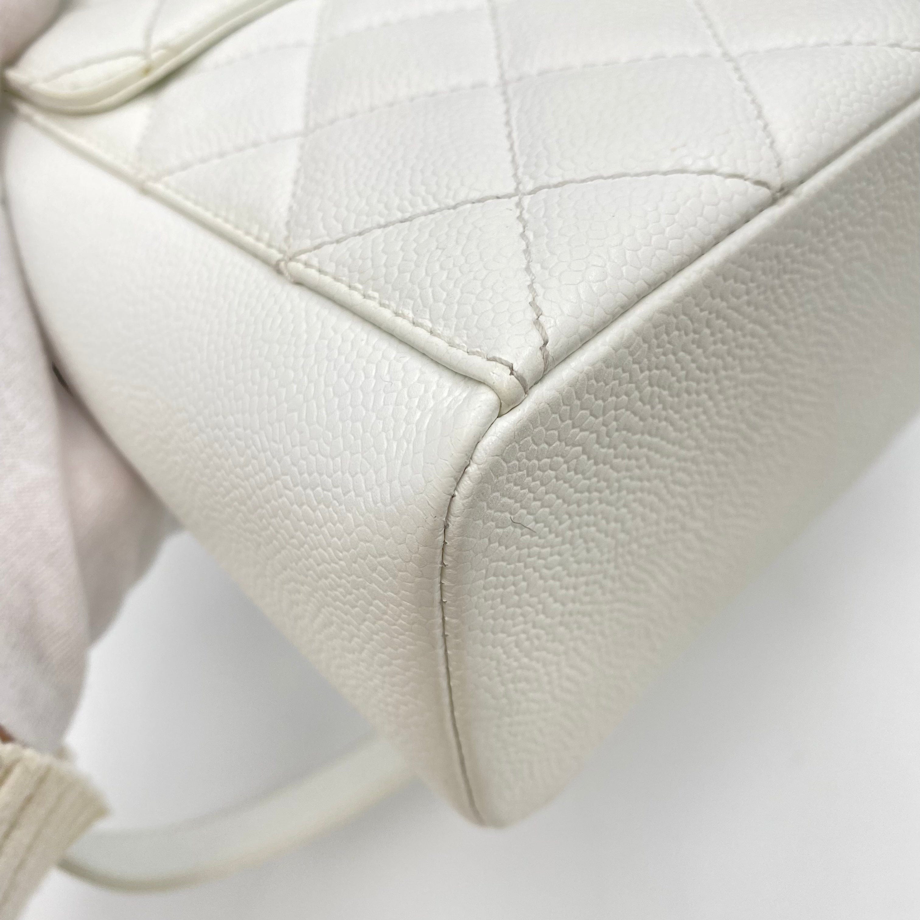 Chanel CHANEL VINTAGE ONE SHOULDER BAG WHITE CAVIAR SKIN 90211269