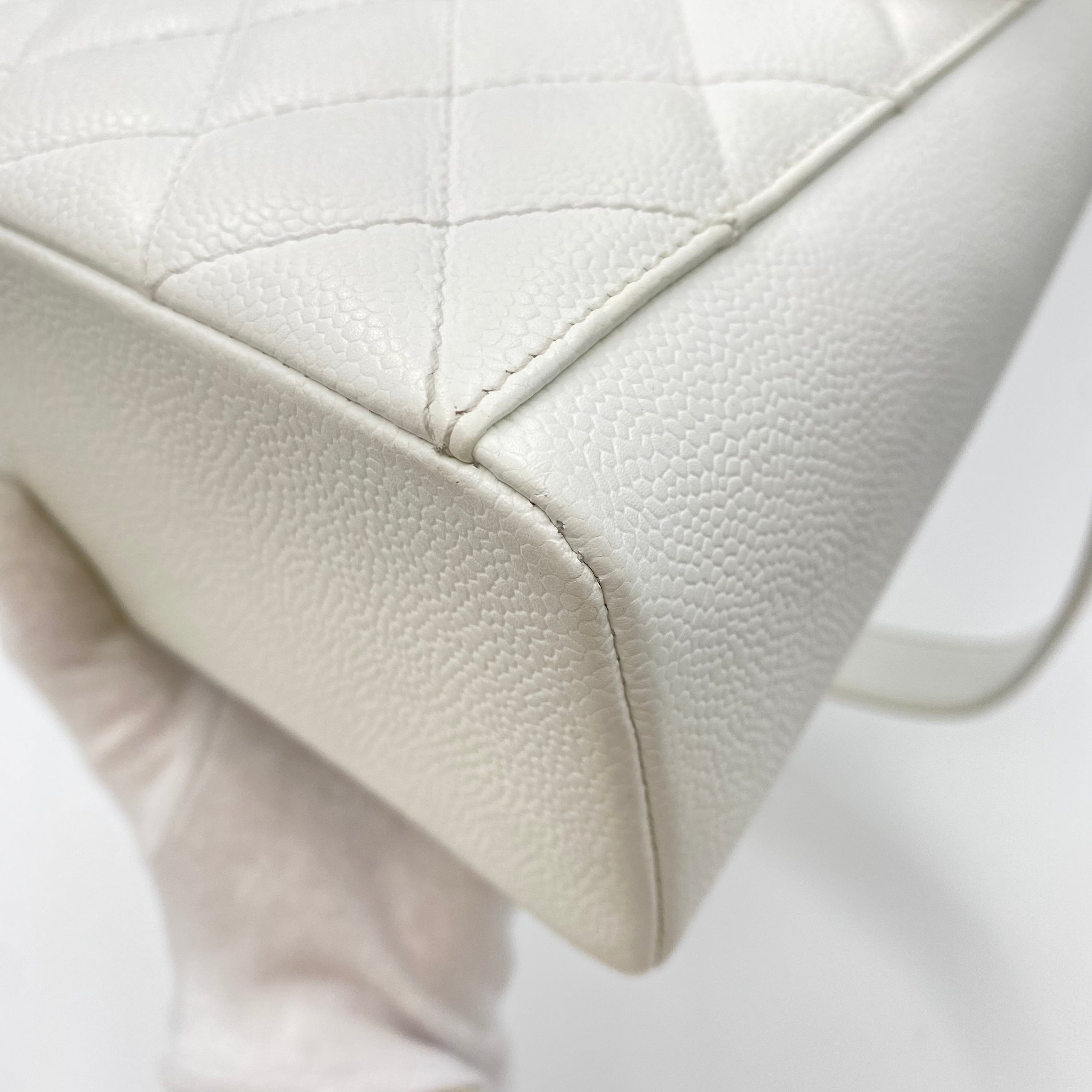 Chanel CHANEL VINTAGE ONE SHOULDER BAG WHITE CAVIAR SKIN 90211269