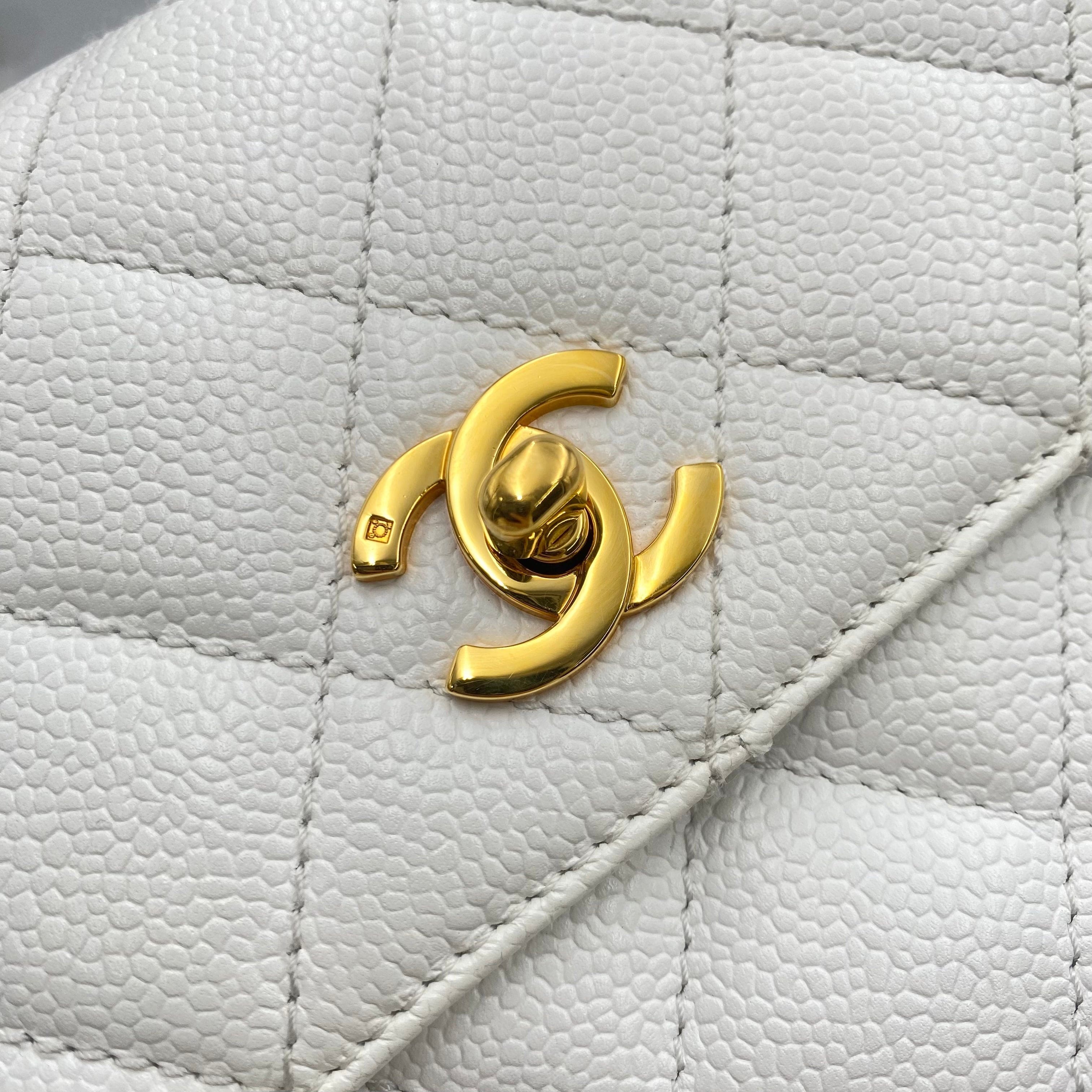 Chanel CHANEL VINTAGE ONE SHOULDER BAG WHITE CAVIAR SKIN 90211269
