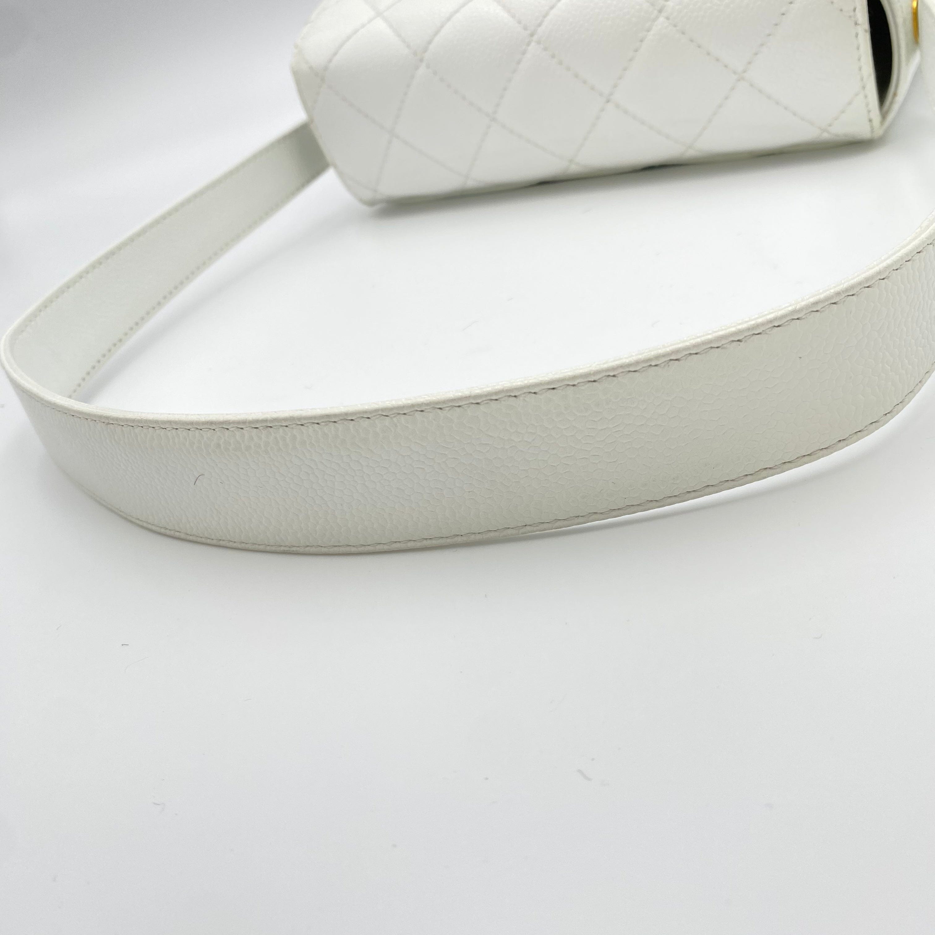 Chanel CHANEL VINTAGE ONE SHOULDER BAG WHITE CAVIAR SKIN 90211269