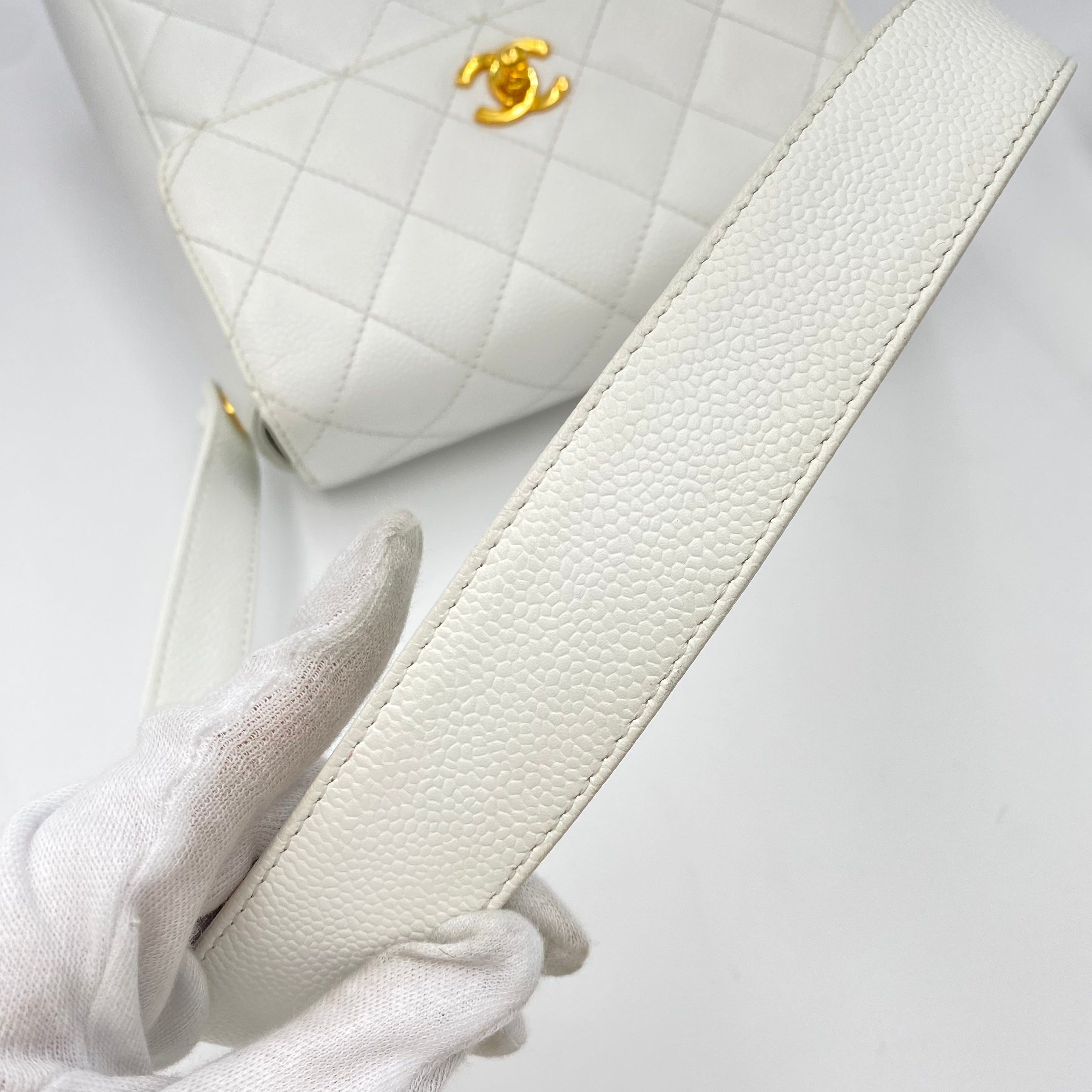 Chanel CHANEL VINTAGE ONE SHOULDER BAG WHITE CAVIAR SKIN 90211269