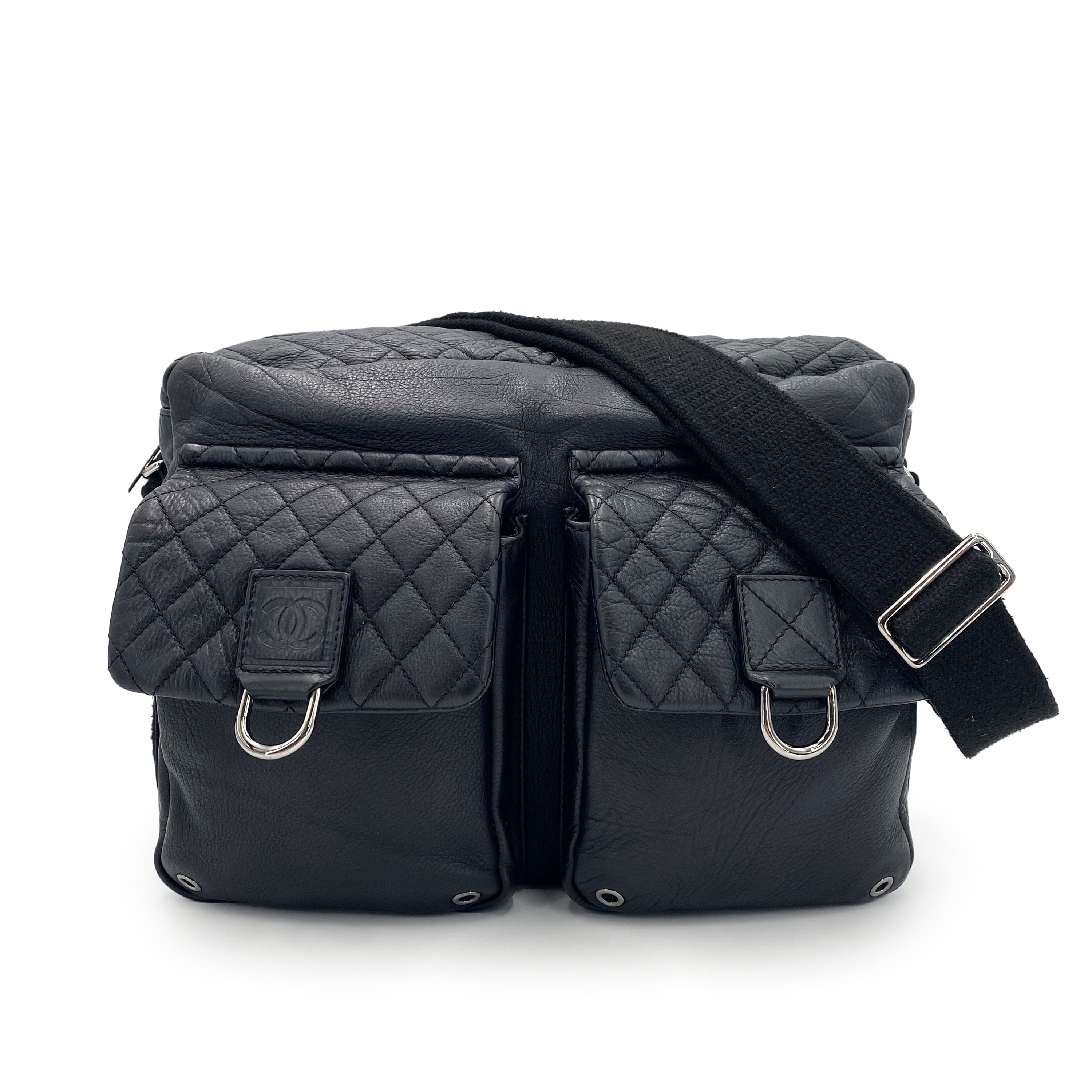 Chanel CHANEL VINTAGE SPORTS LINE SHOULDER BAG BLACK LAMB SKIN 90239856