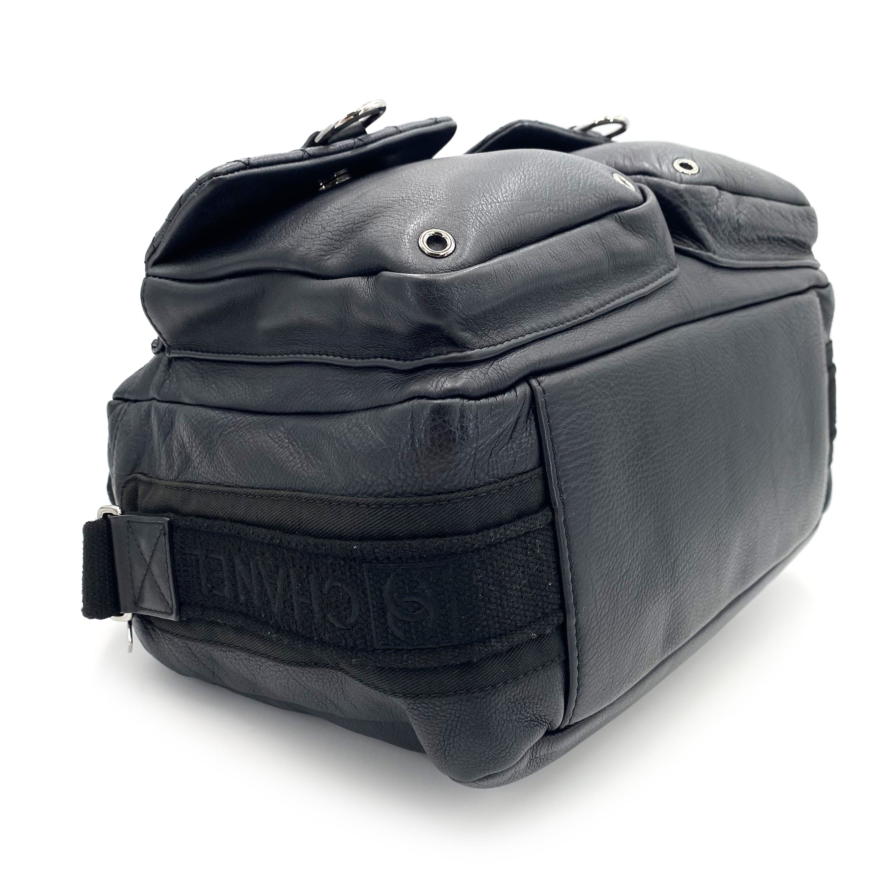 Chanel CHANEL VINTAGE SPORTS LINE SHOULDER BAG BLACK LAMB SKIN 90239856