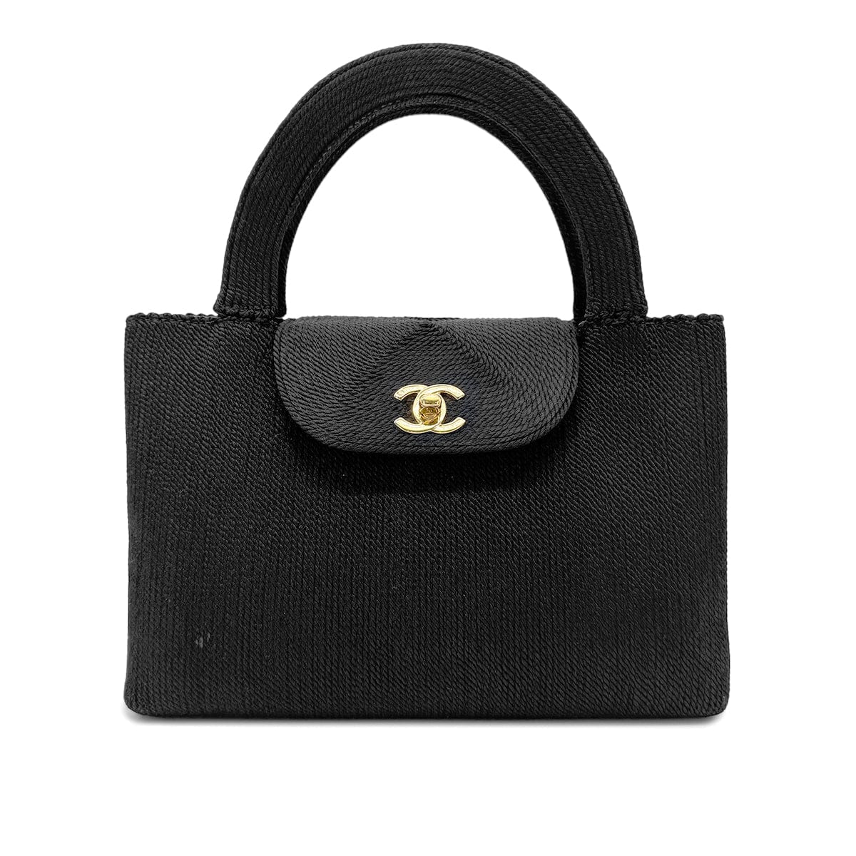 CHANEL CHANEL VINTAGE TURN LOCK HAND BAG FABRIC BLACK 90269178