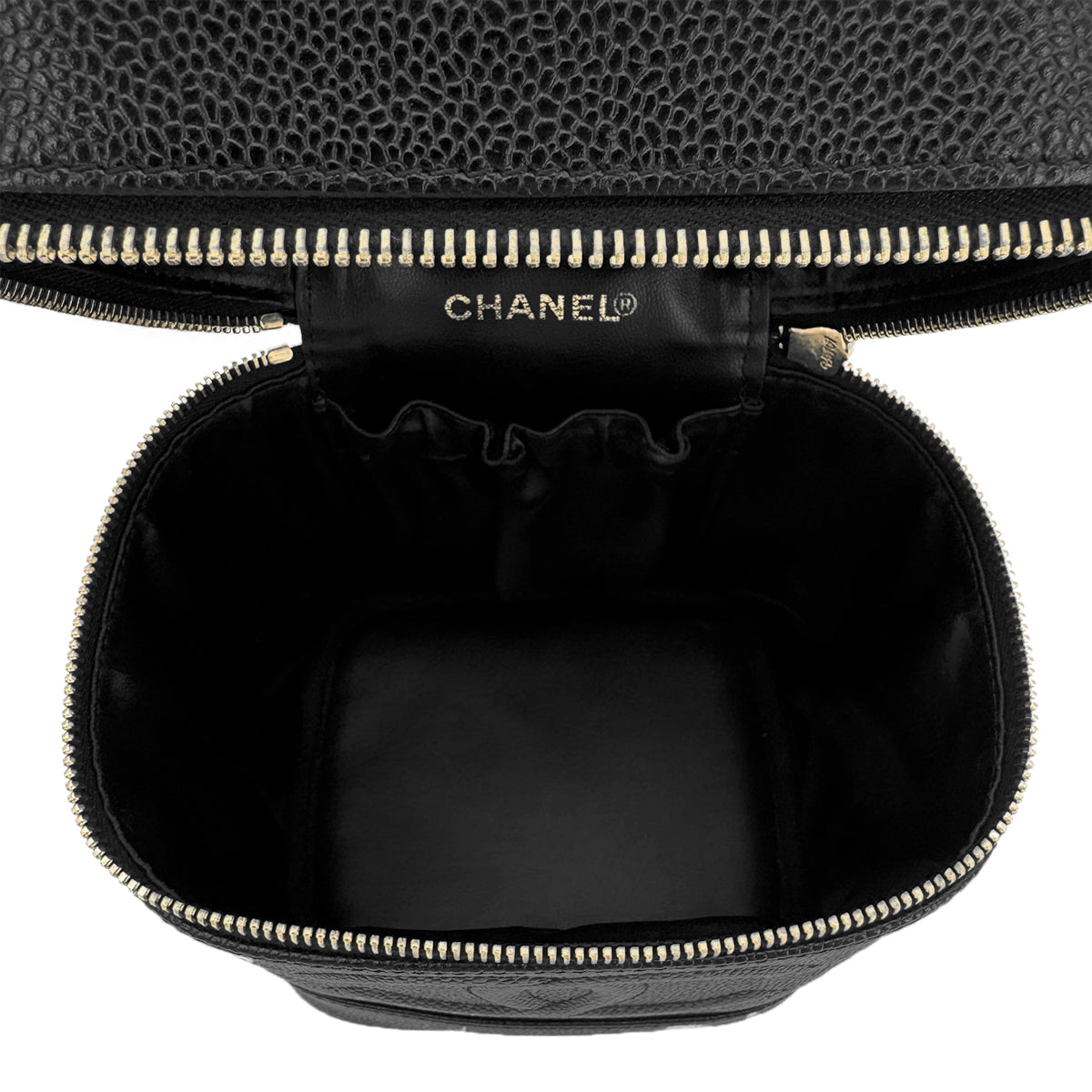 CHANEL CHANEL VINTAGE VANITY HAND BAG BLACK CAVIAR SKIN 90267393