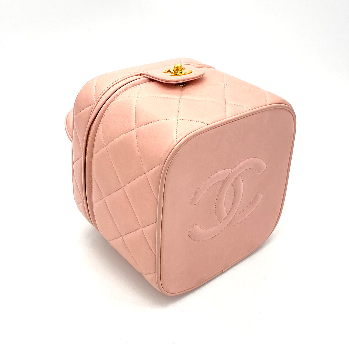 CHANEL CHANEL VINTAGE VANITY HAND BAG PINK LAMB SKIN 90261563