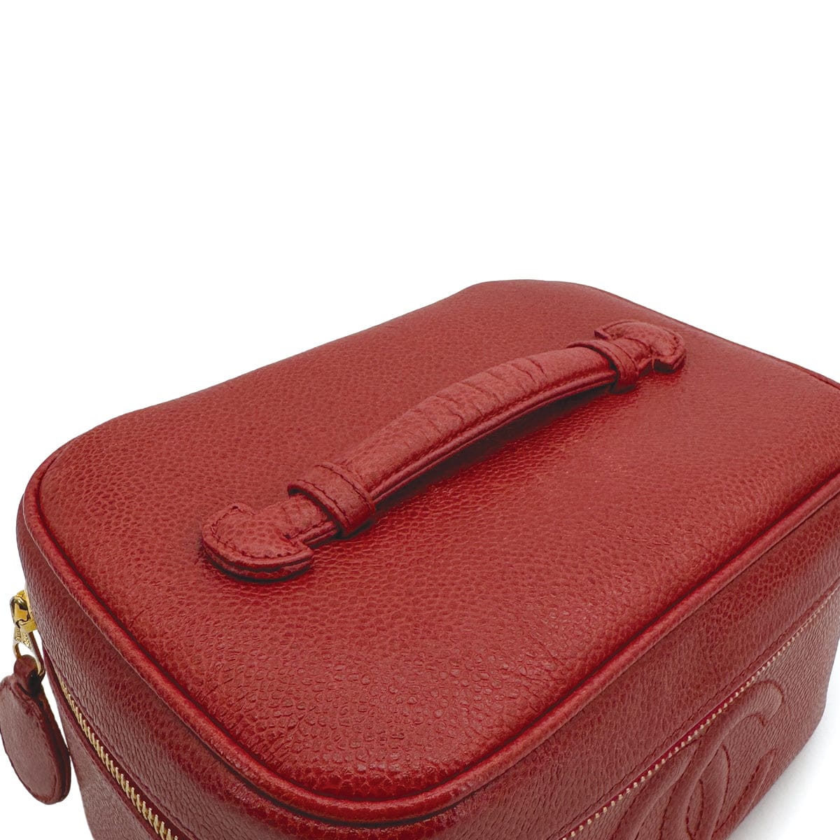 CHANEL CHANEL VINTAGE VANITY HAND BAG RED CAVIAR SKIN 90310277