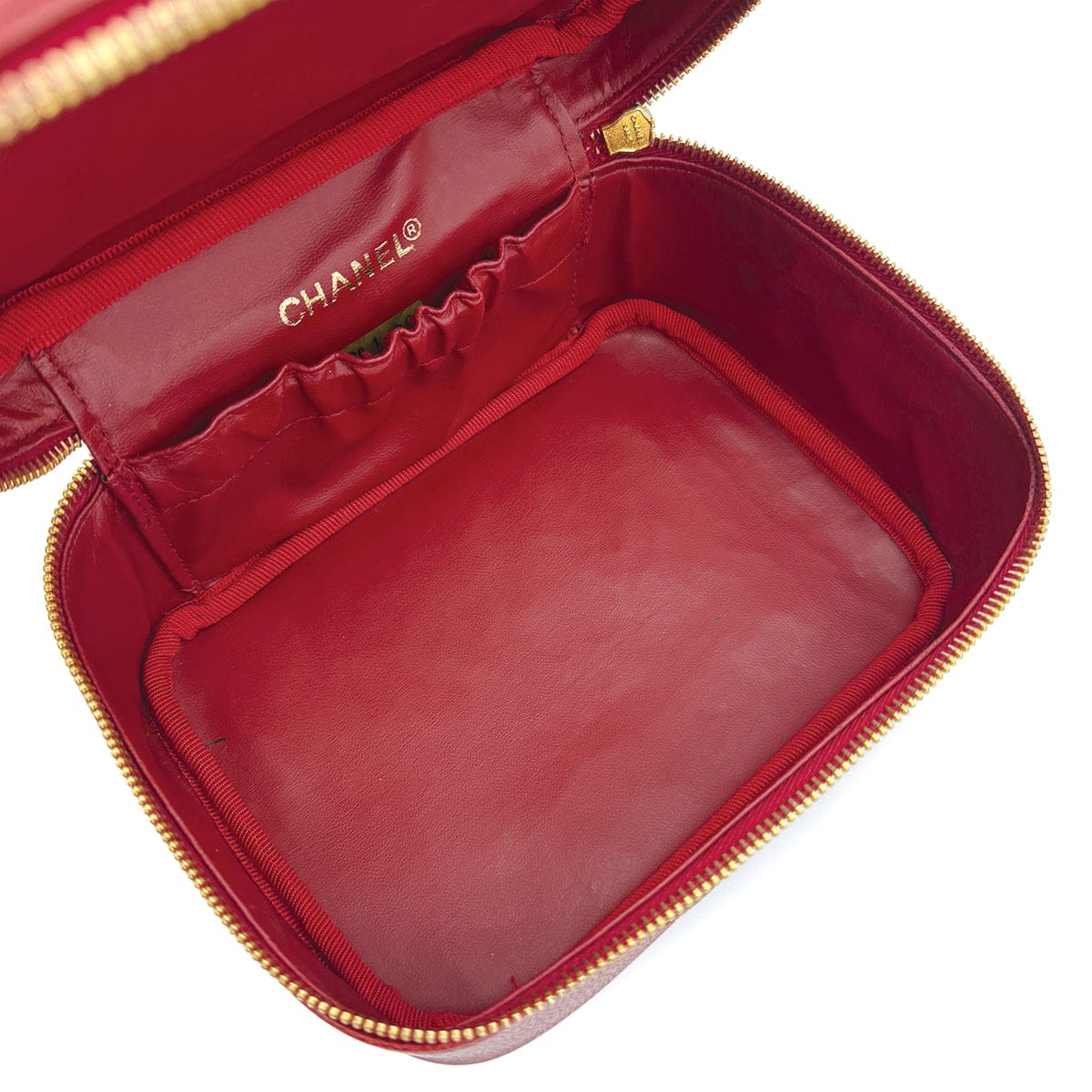 CHANEL CHANEL VINTAGE VANITY HAND BAG RED CAVIAR SKIN 90310277