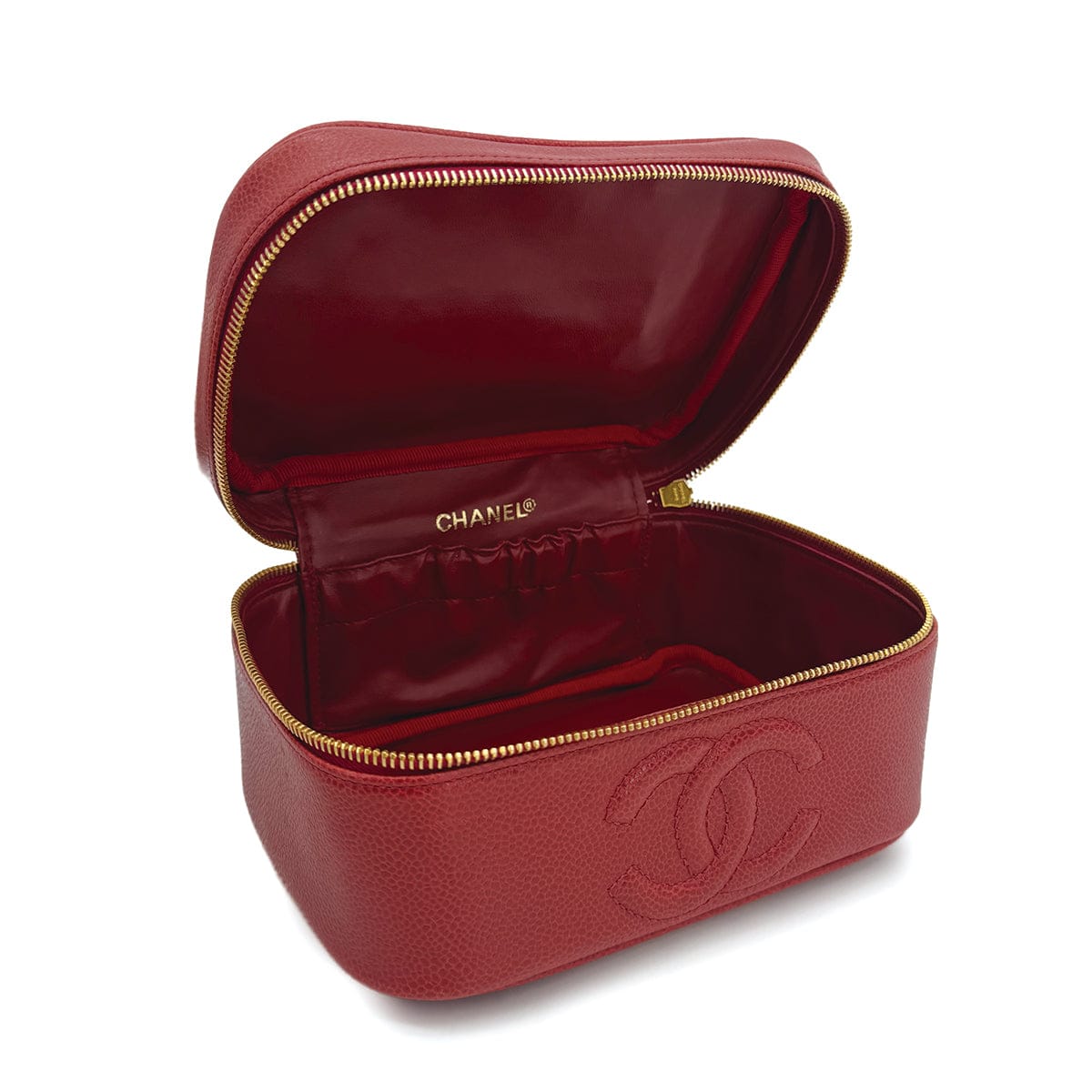 CHANEL CHANEL VINTAGE VANITY HAND BAG RED CAVIAR SKIN 90310277