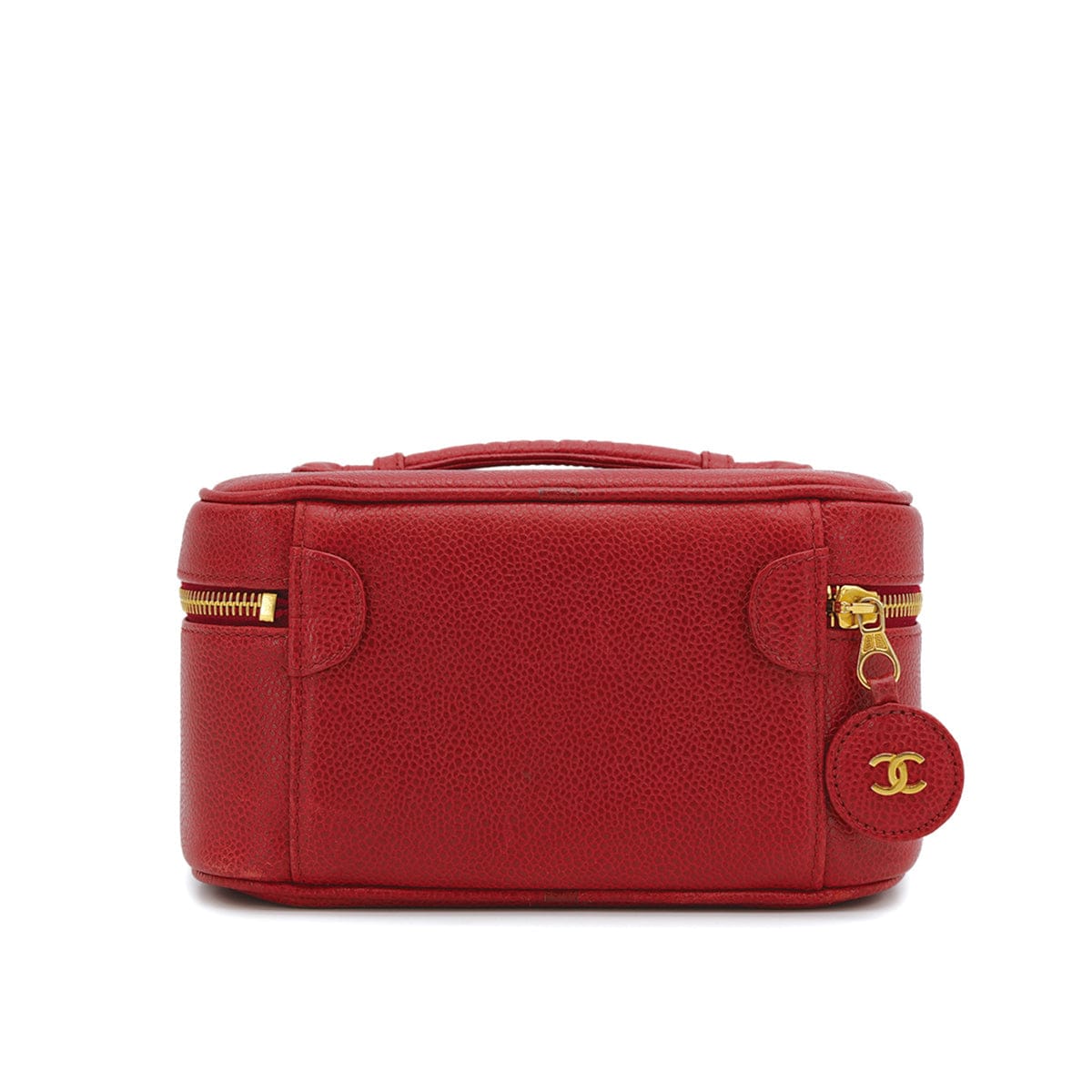 CHANEL CHANEL VINTAGE VANITY HAND BAG RED CAVIAR SKIN 90310277