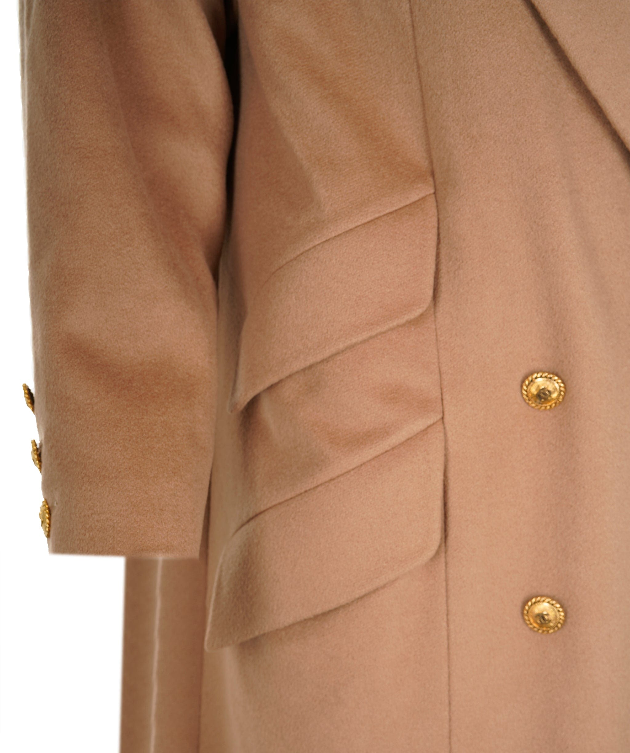 Chanel Chanel CC Logos Button Double Breasted Long Sleeve Jacket Coat Beige ASL9222