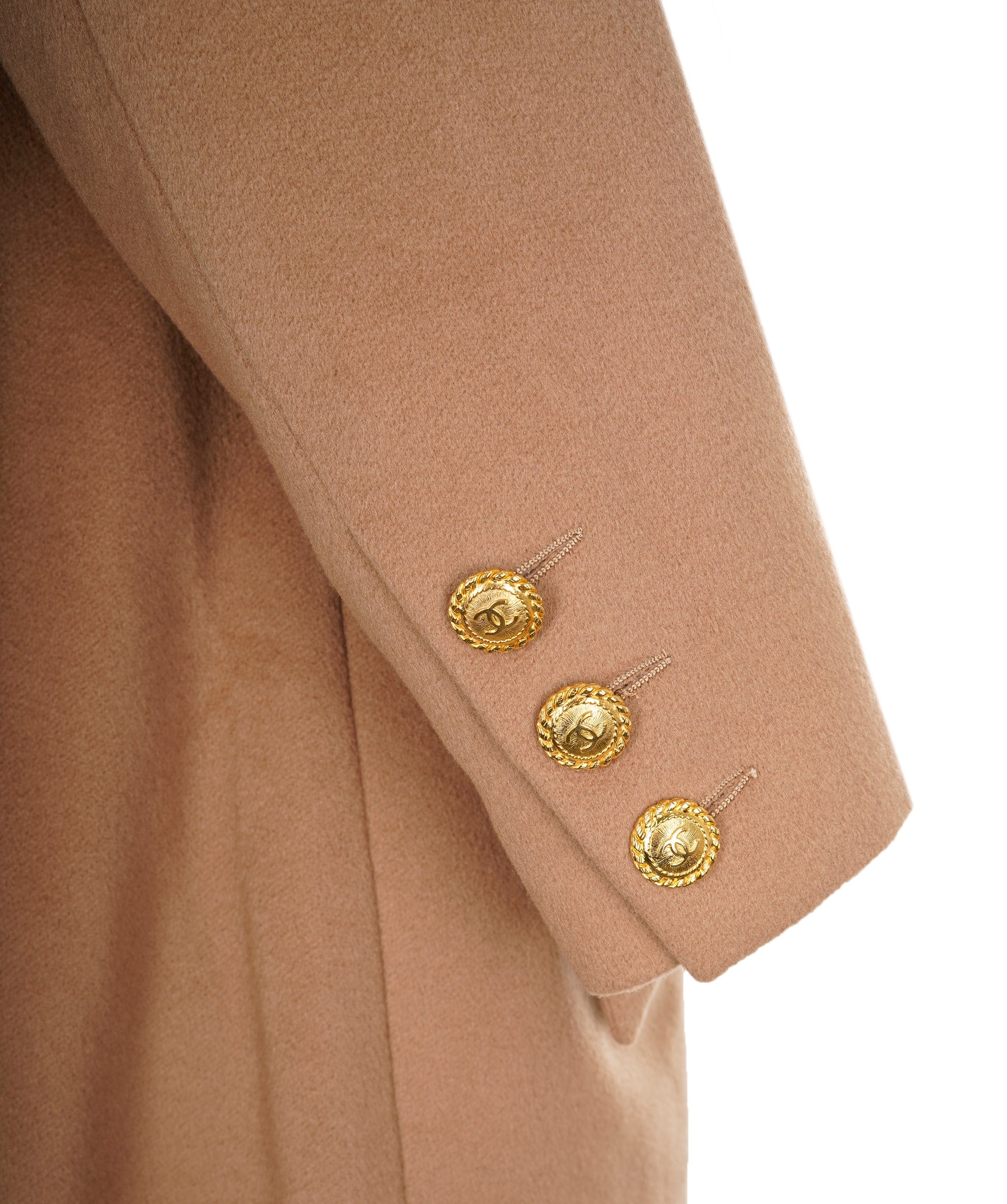 Chanel Chanel CC Logos Button Double Breasted Long Sleeve Jacket Coat Beige ASL9222