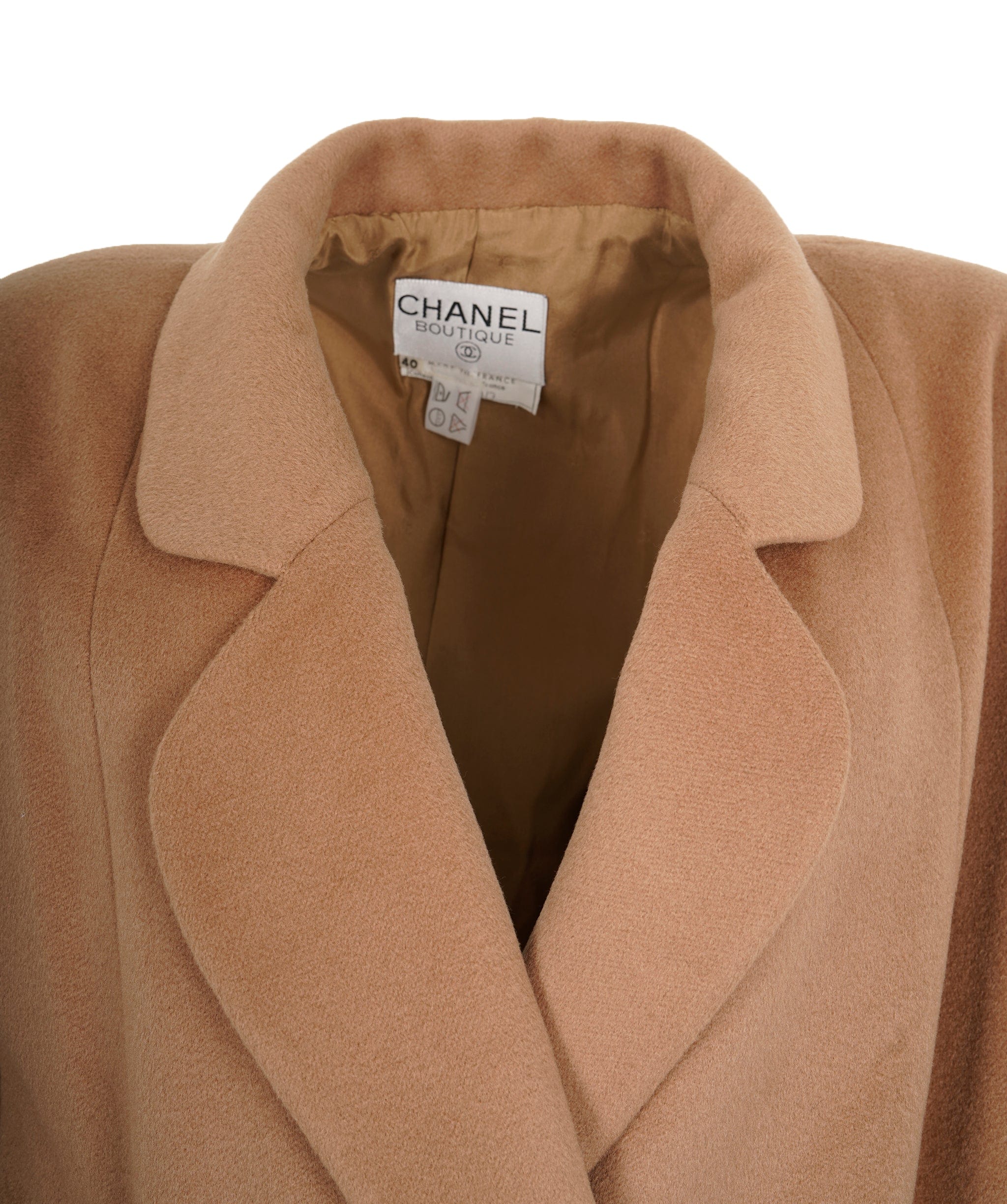 Chanel Chanel CC Logos Button Double Breasted Long Sleeve Jacket Coat Beige ASL9222