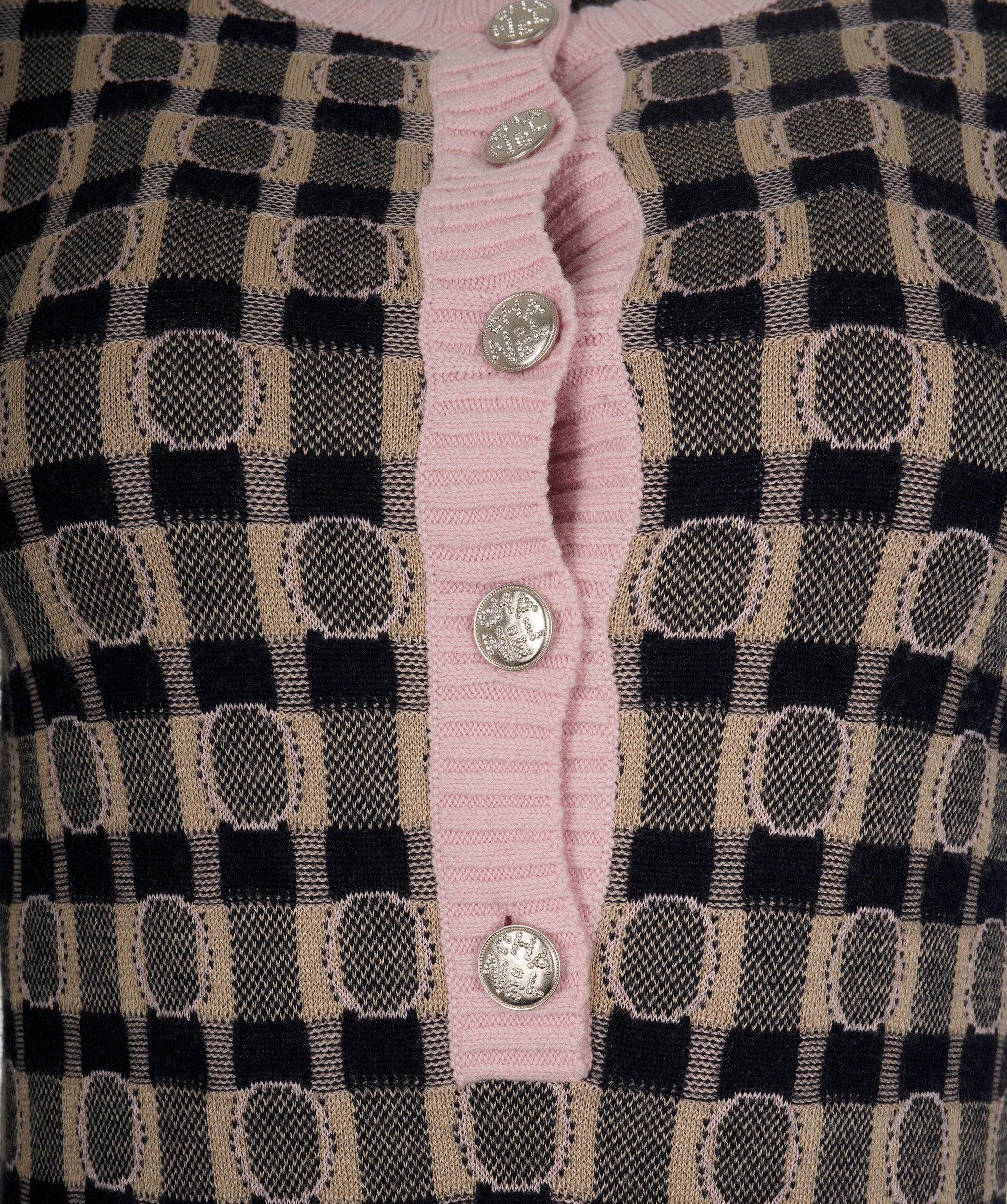 Chanel Chanel Dress knitted Coco black white pink FR36 AVC1250