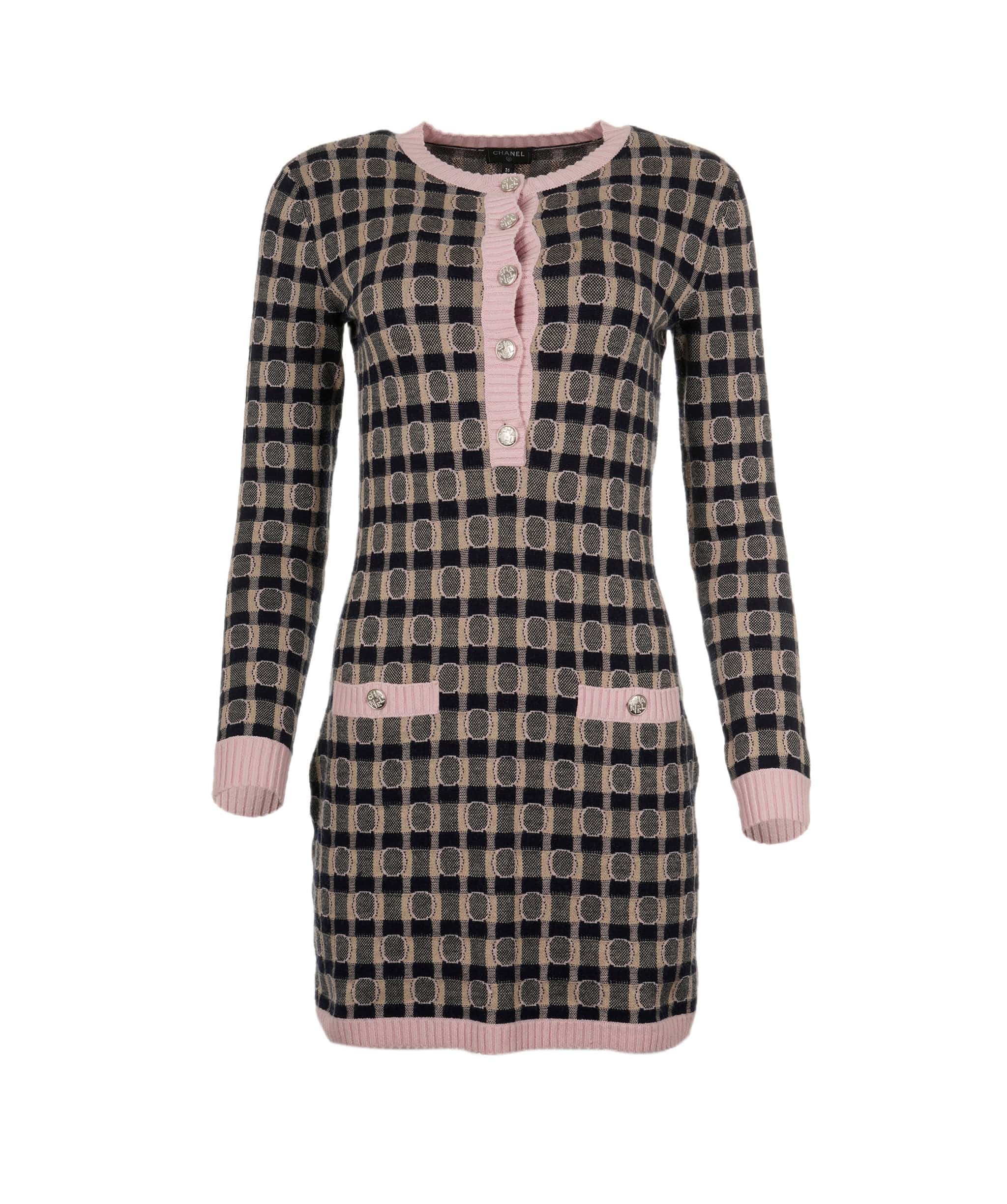 Chanel Chanel Dress knitted Coco black white pink FR36 AVC1250