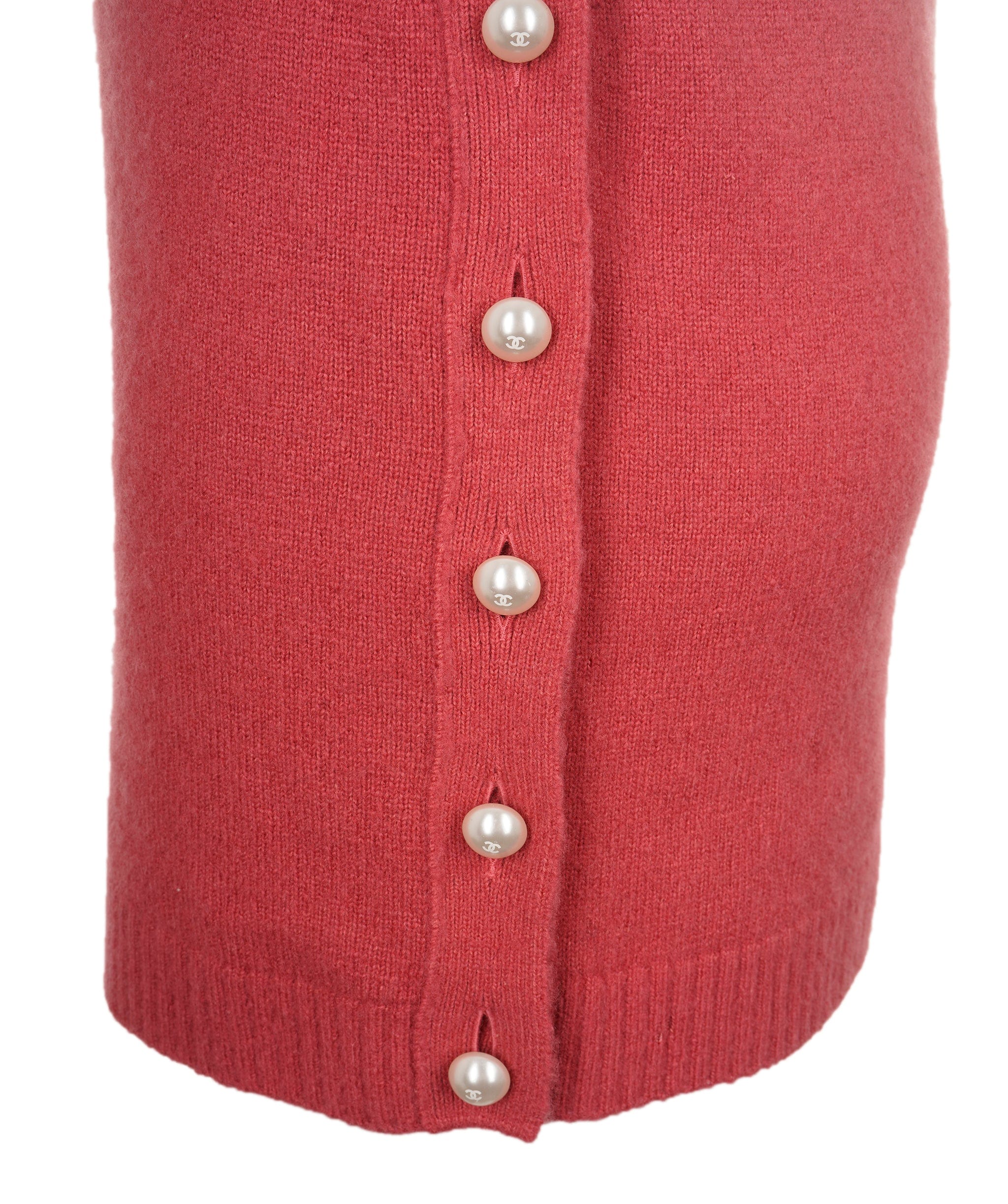 Chanel Chanel Dress Sleeveless knitted pink with pearl buttons FR34 - AVC1238