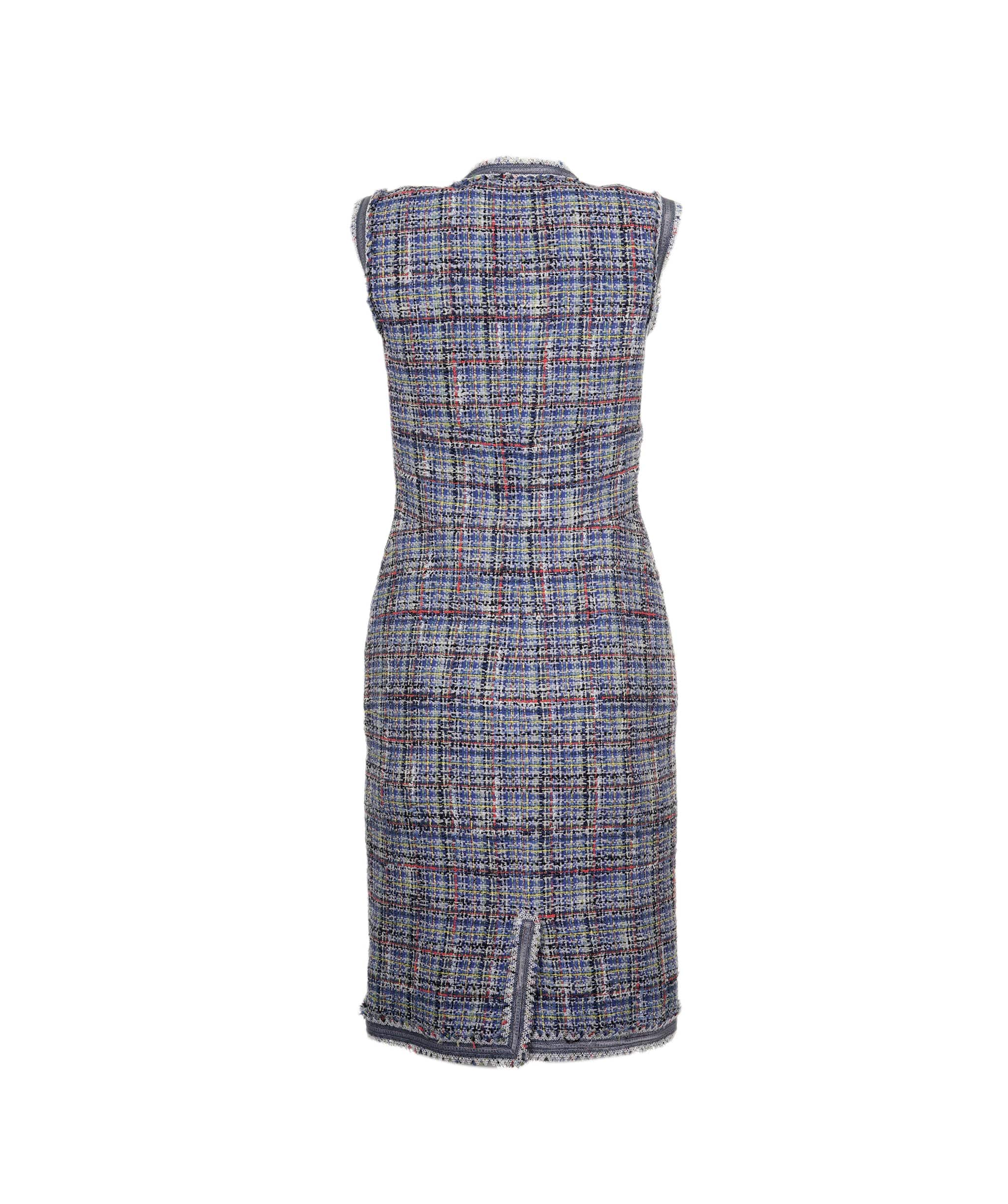 Chanel Chanel Dress tweed blue SS09 FR36 AVC1255