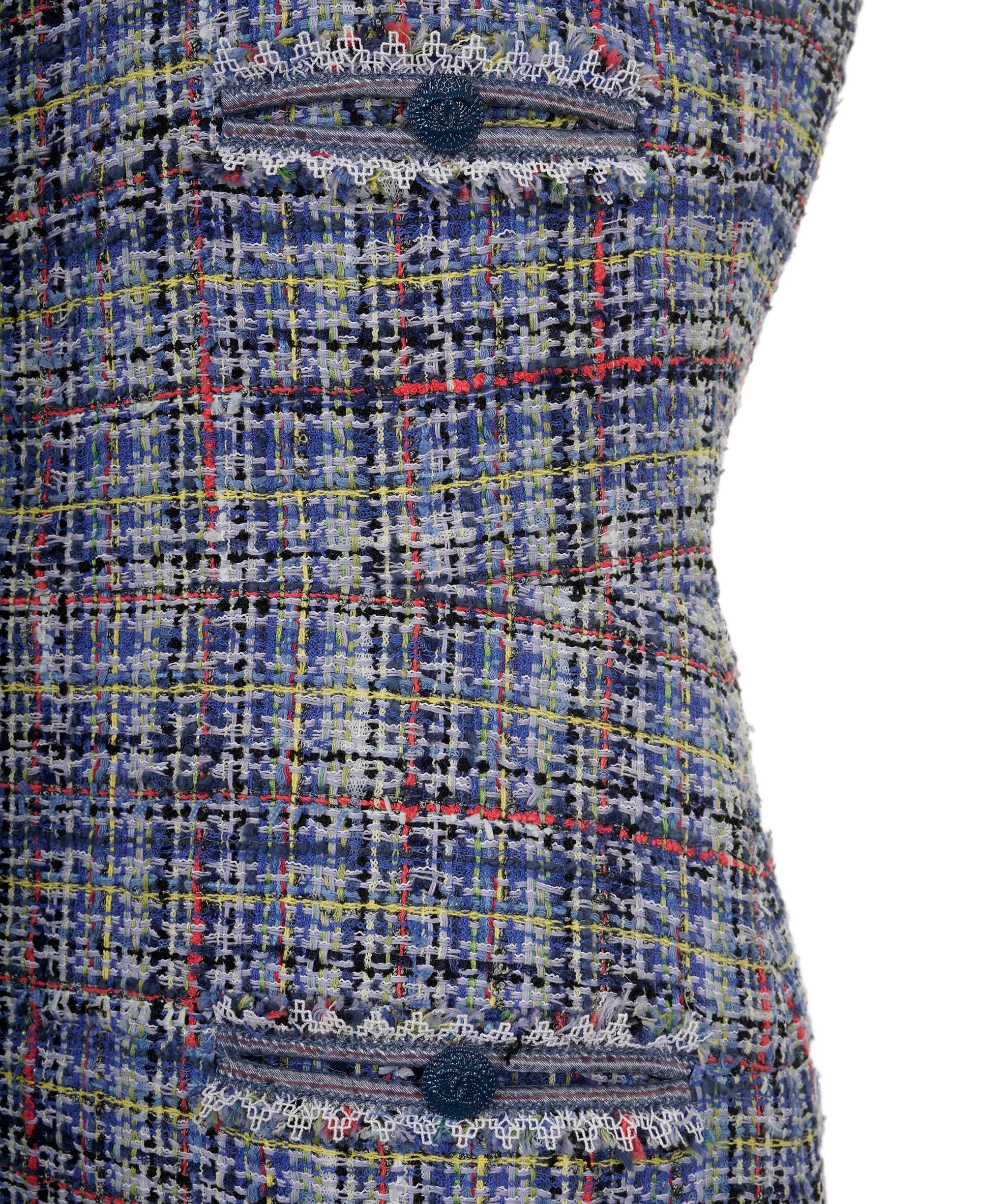 Chanel Chanel Dress tweed blue SS09 FR36 AVC1255