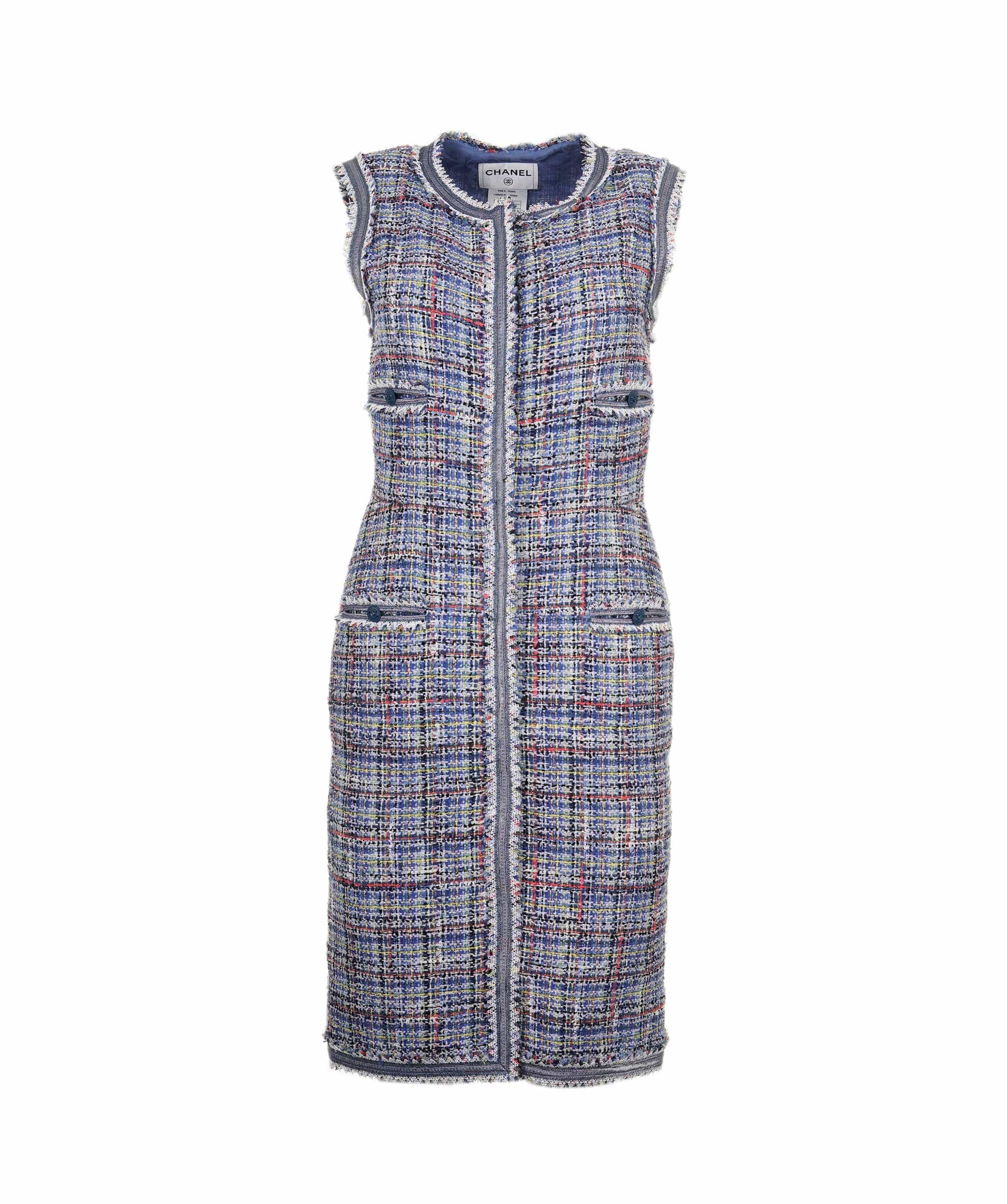 Chanel Chanel Dress tweed blue SS09 FR36 AVC1255