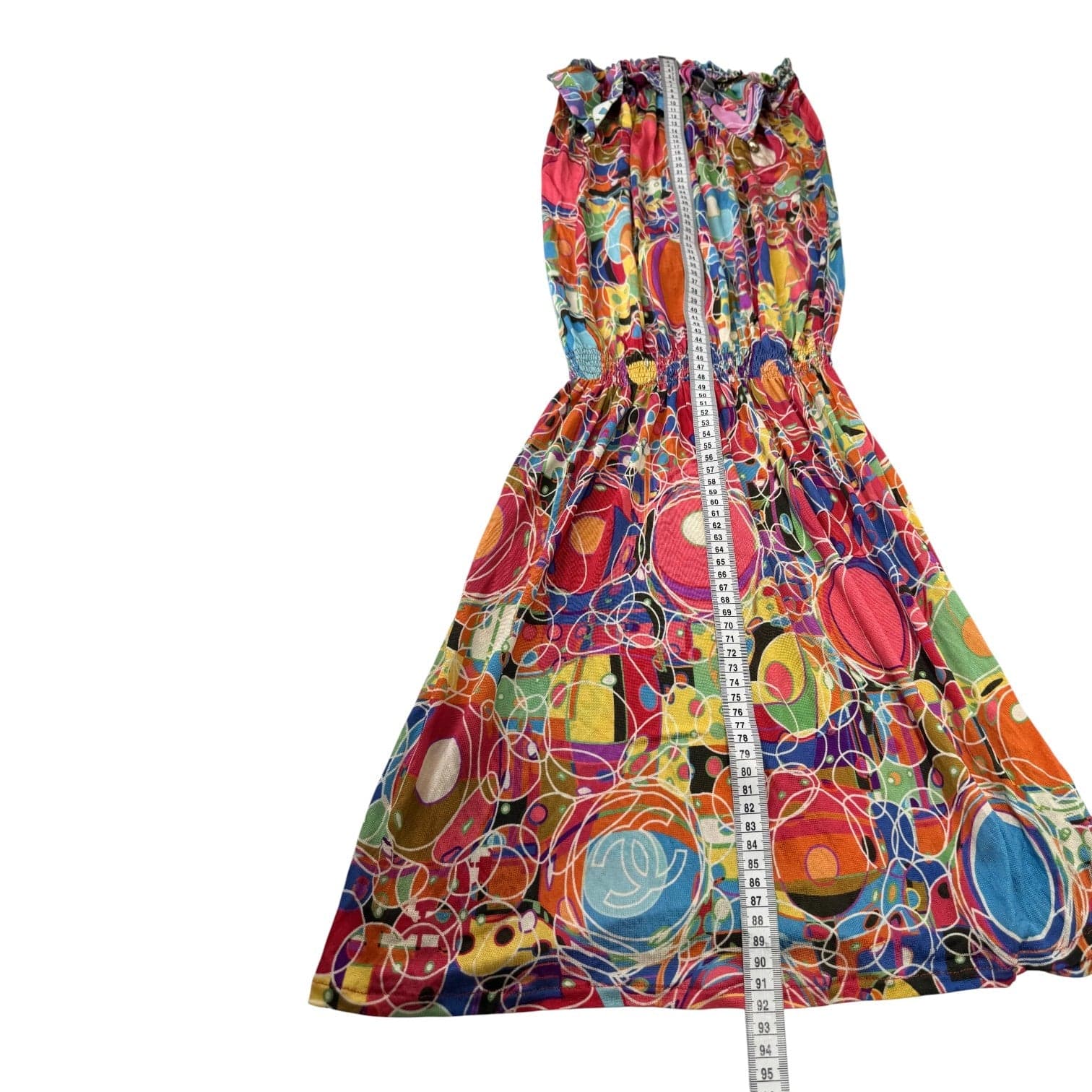 Chanel Chanel Multicolour Printed Silk Halter Neck Dress #34 08P