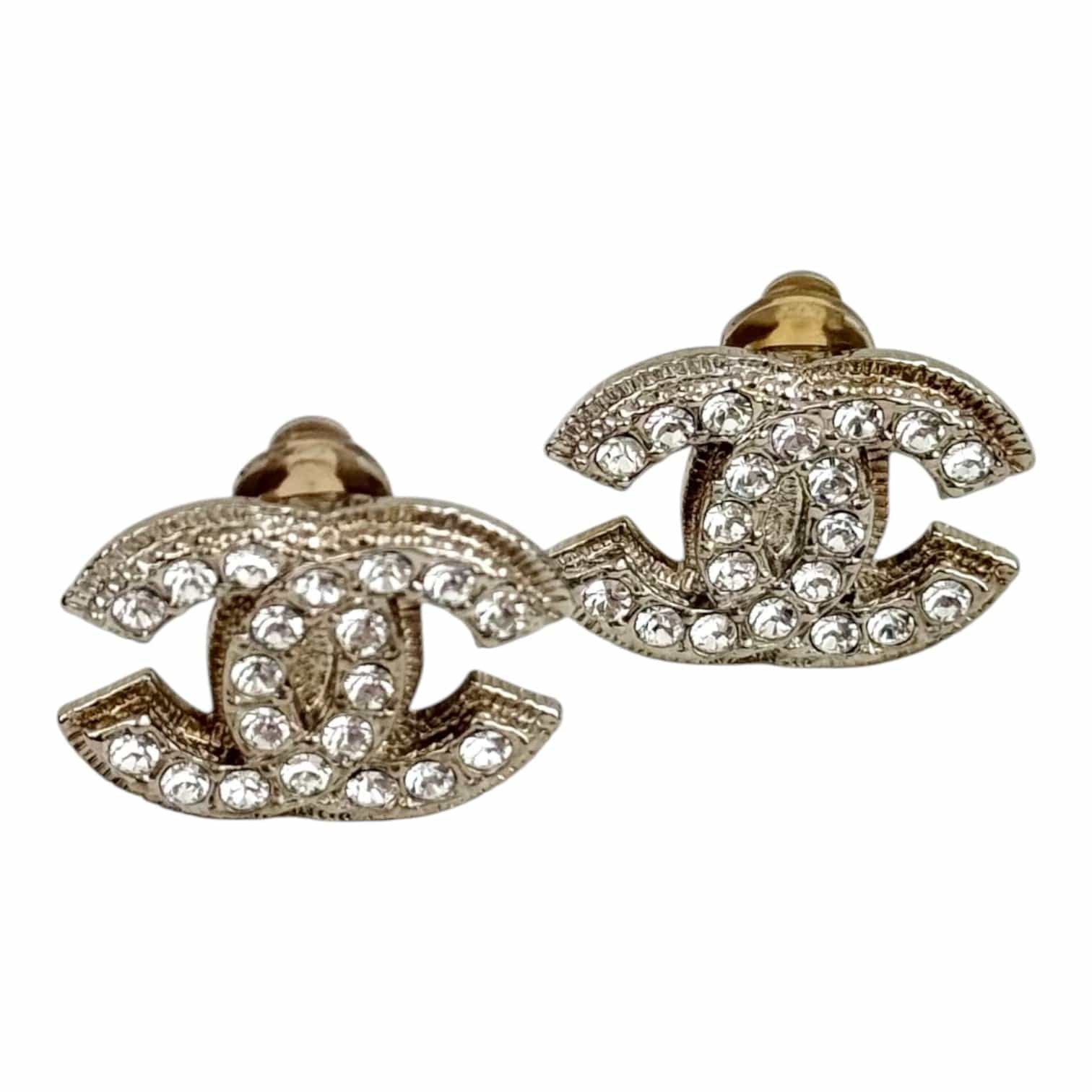 Chanel Chanel CC Crystal Clip-On Earrings 12W