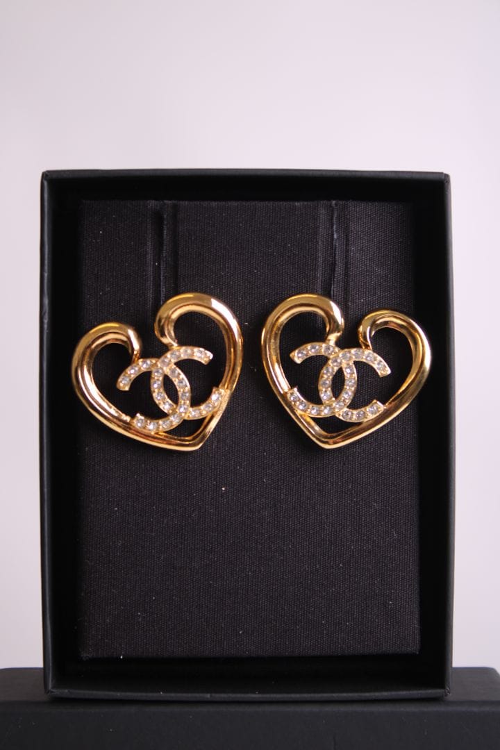 Chanel Chanel CC Heart Drop Earrings