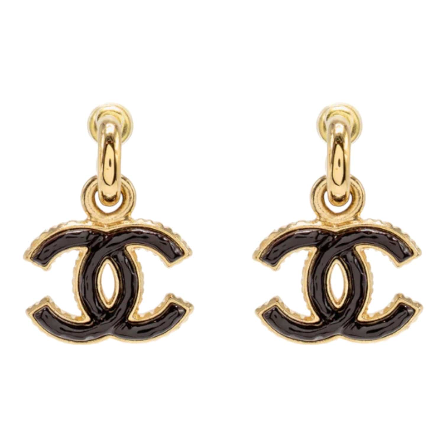 Chanel Chanel CC Logo Drop Earrings Burgundy / Gold Tone - in Box