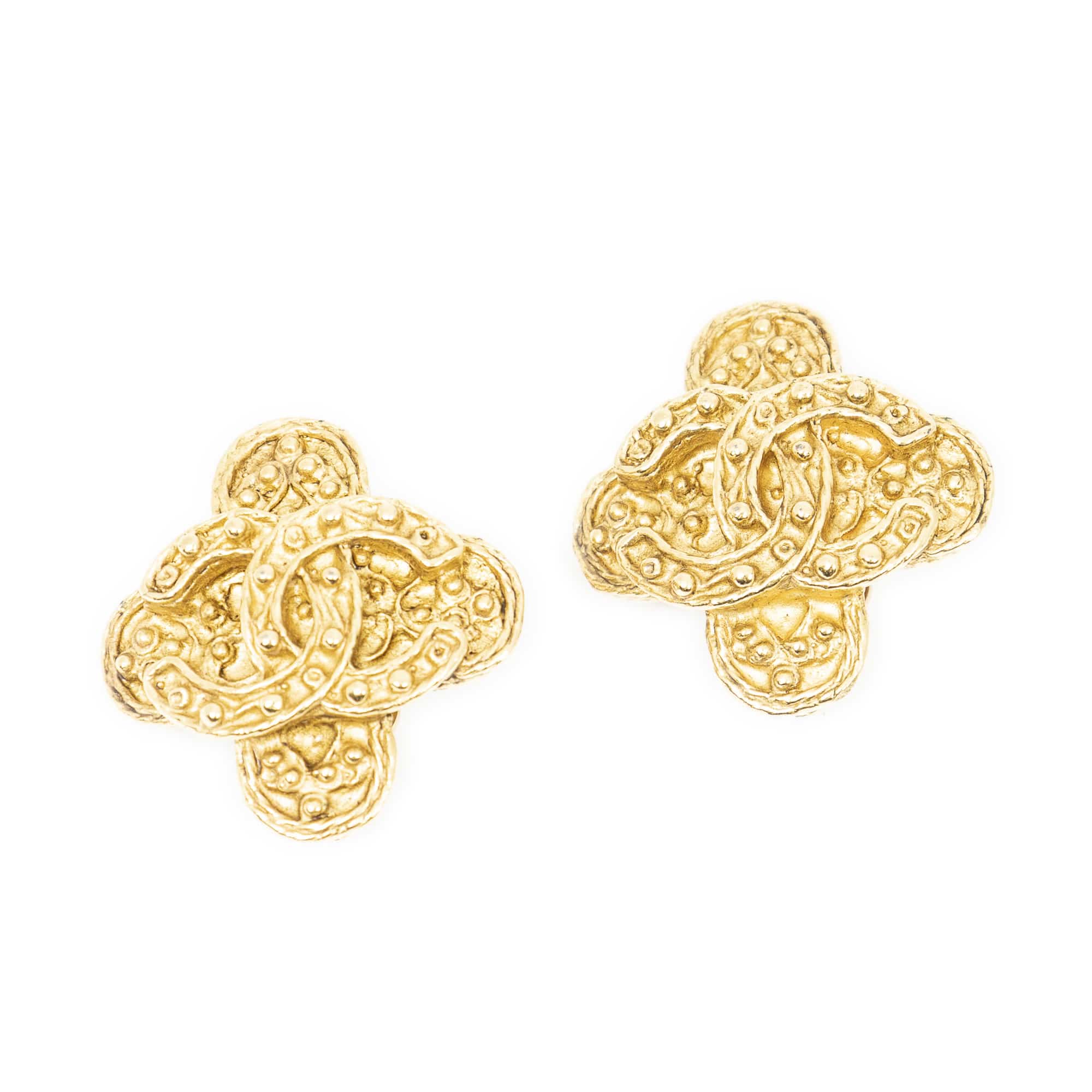 Chanel Chanel Gold Stainless Steel without Nickel CC Cross Clip On Earrings ABB7219