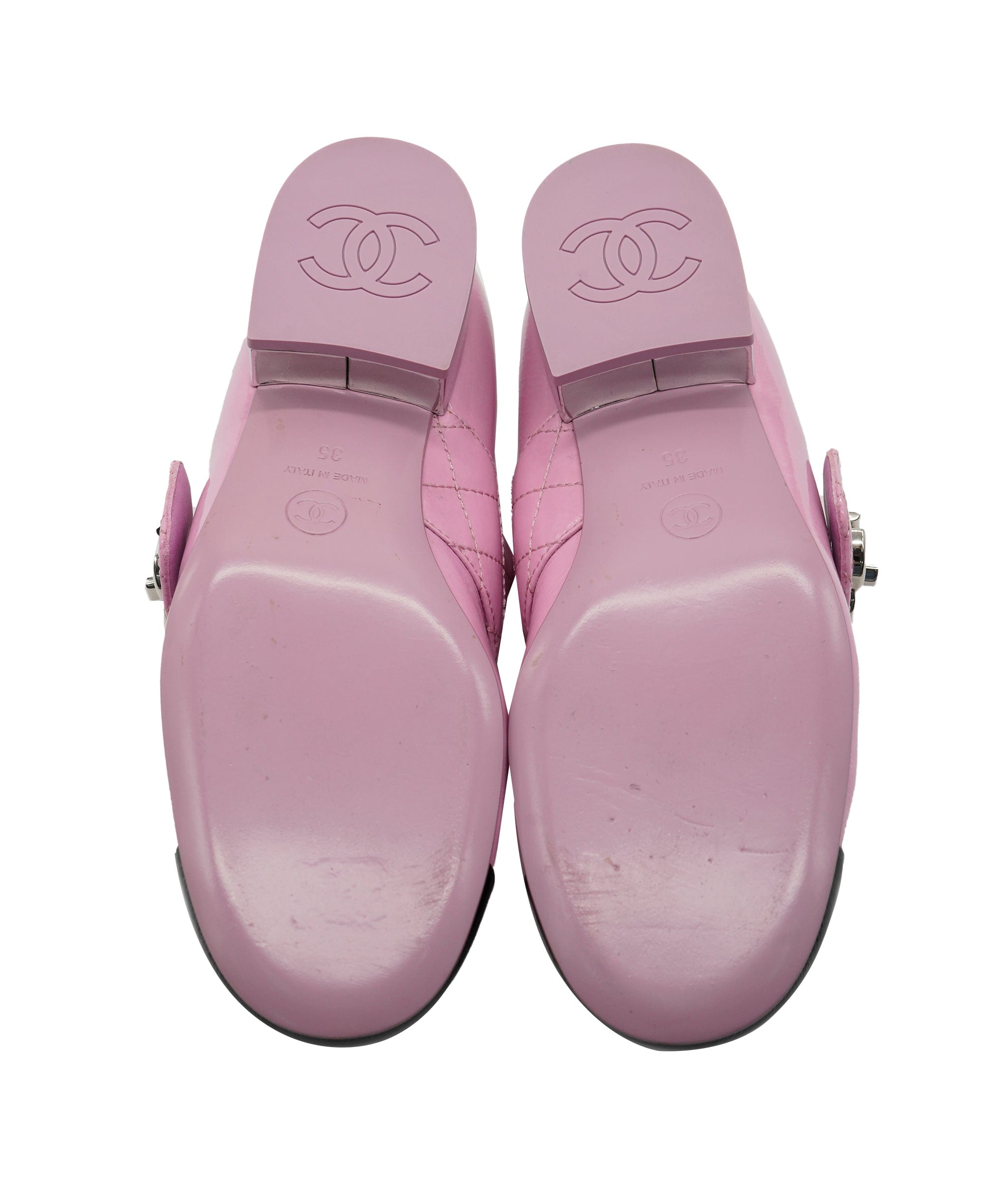 Chanel Chanel Pink Patent CC Turnlock Ballerina Heels 35 ALC2658