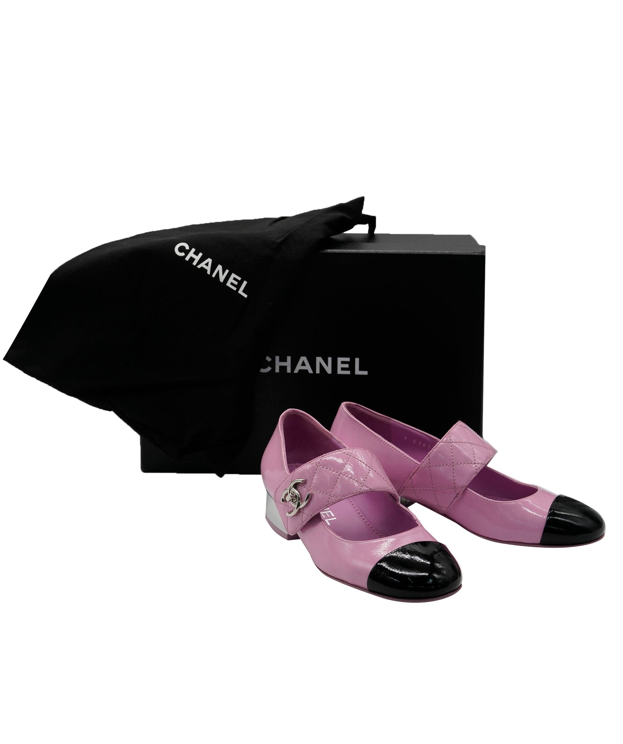 Chanel Chanel Pink Patent CC Turnlock Ballerina Heels 35 ALC2658