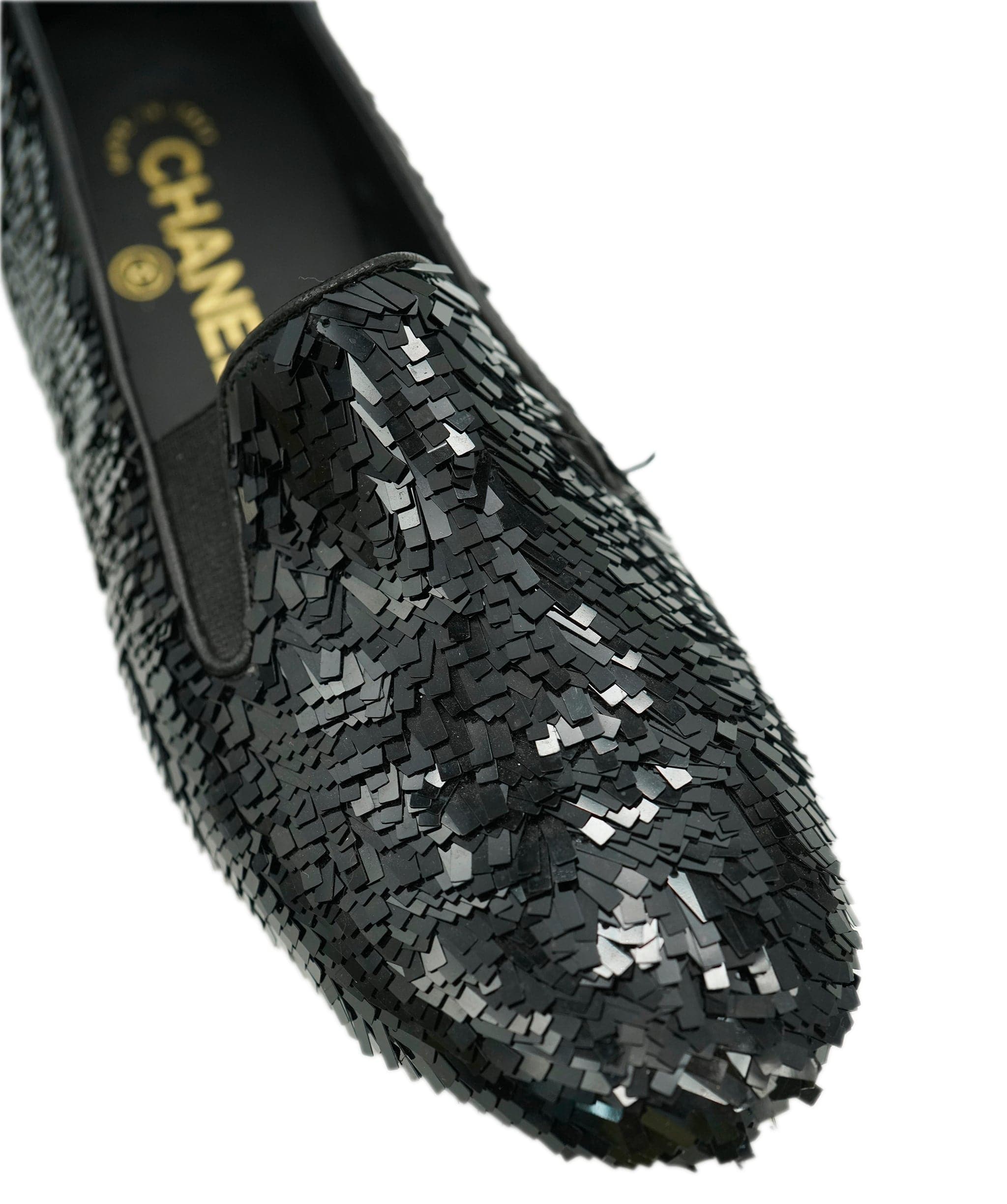 Chanel Chanel Sequin Loafers With CC Detail in Box ALC1813