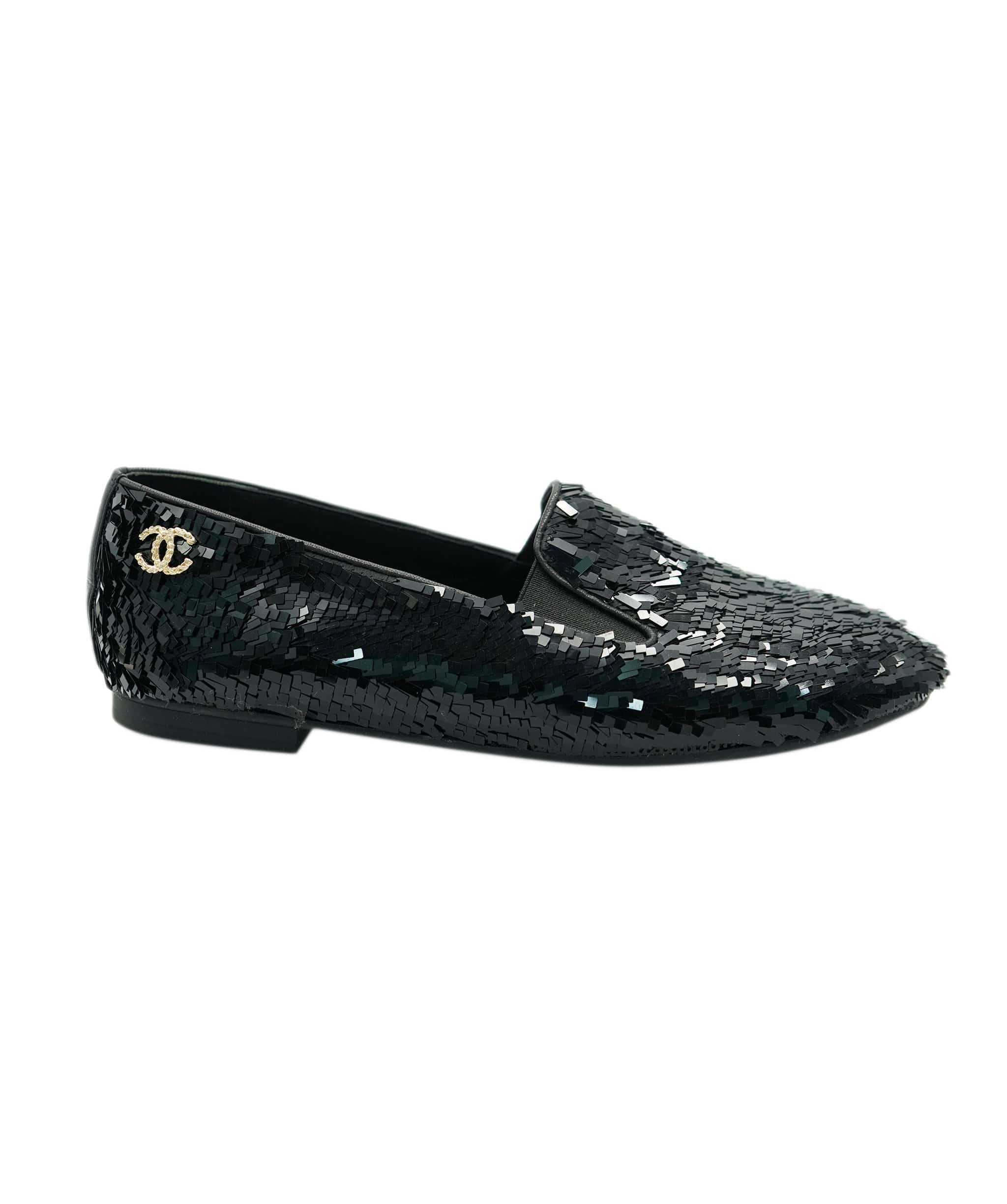 Chanel Chanel Sequin Loafers With CC Detail in Box ALC1813
