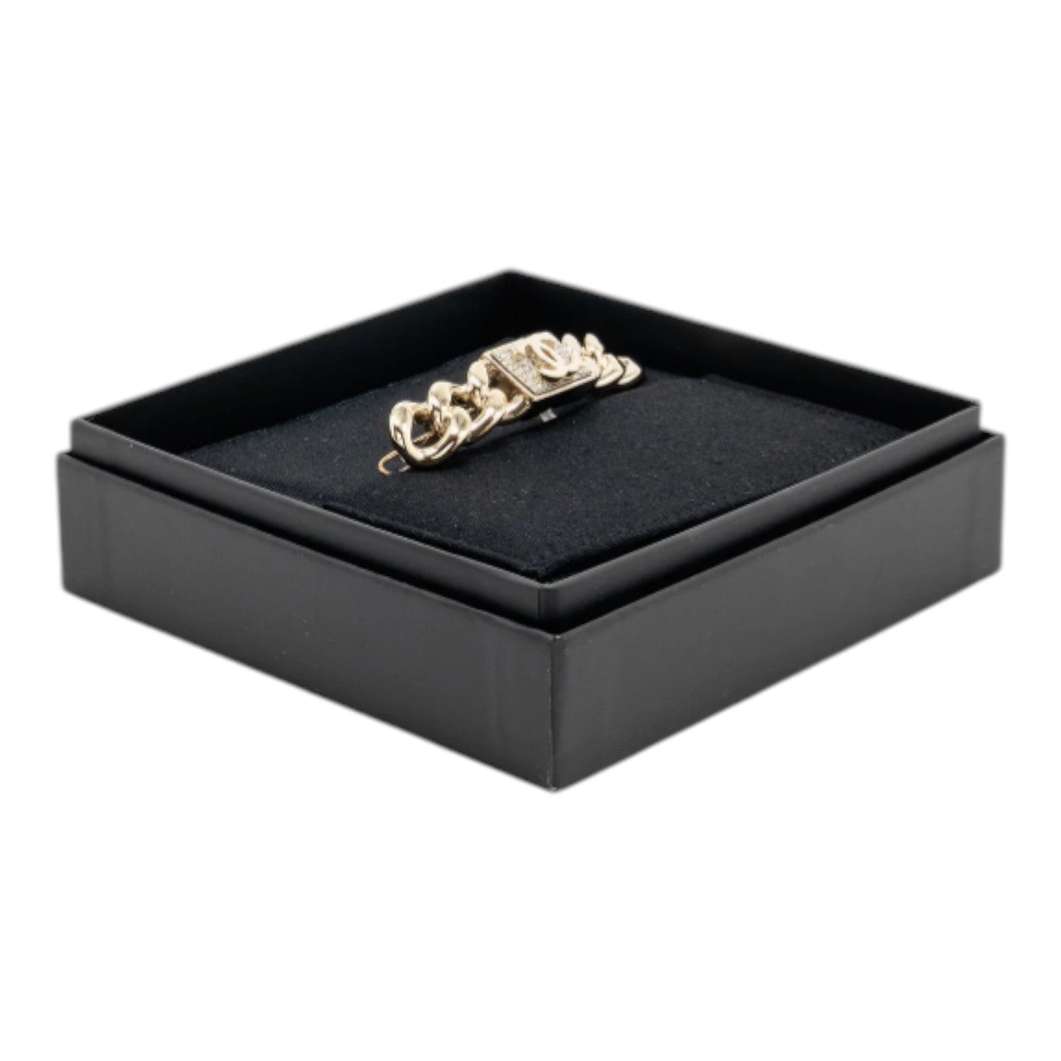 Chanel Chanel 21C CC Hair Clip Crystal Light Gold Tone
