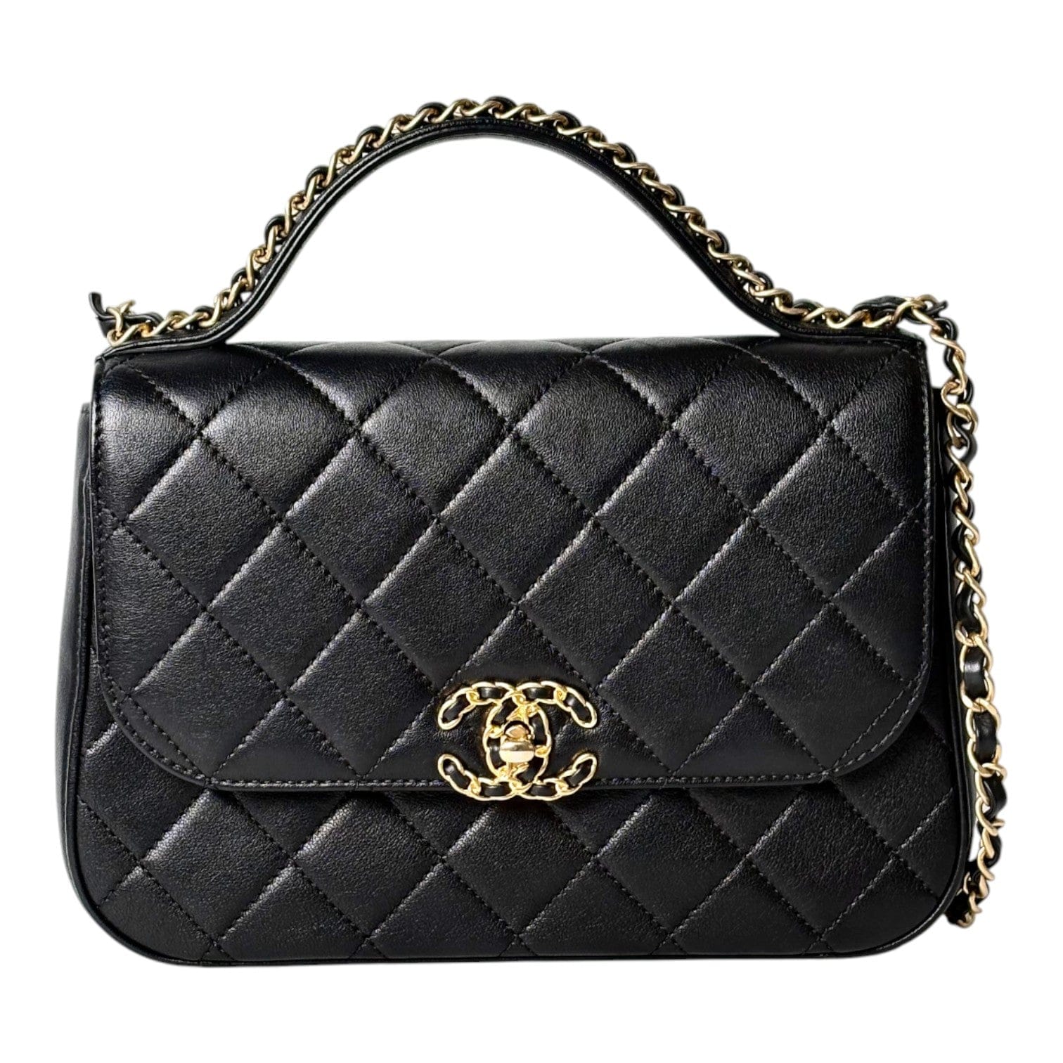 Chanel Chanel 19 Black Handle Chain Bag with GHW