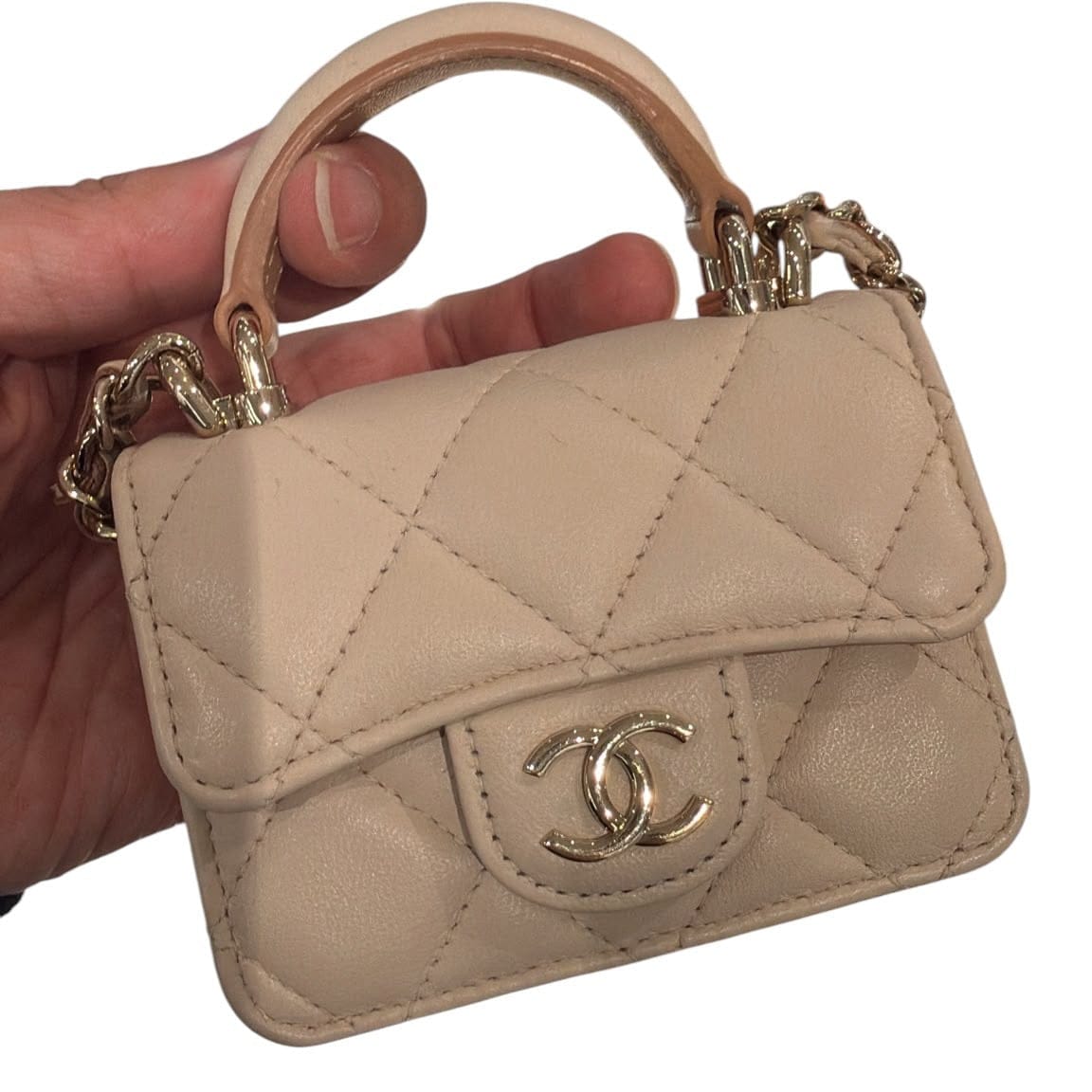 Chanel Chanel Beige Top Handle Card Holder Bag - Full Set