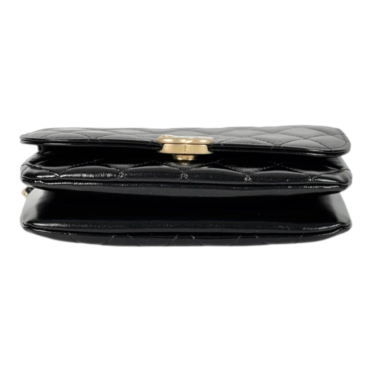 Chanel Chanel Black Calfskin Chain Bag with Gold Hardware Logo CC
