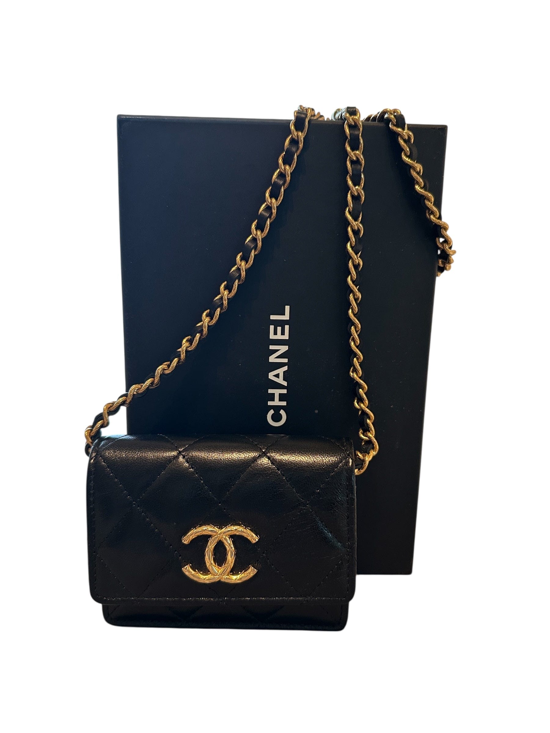 Chanel Chanel Black Card Holder Bag with GHW