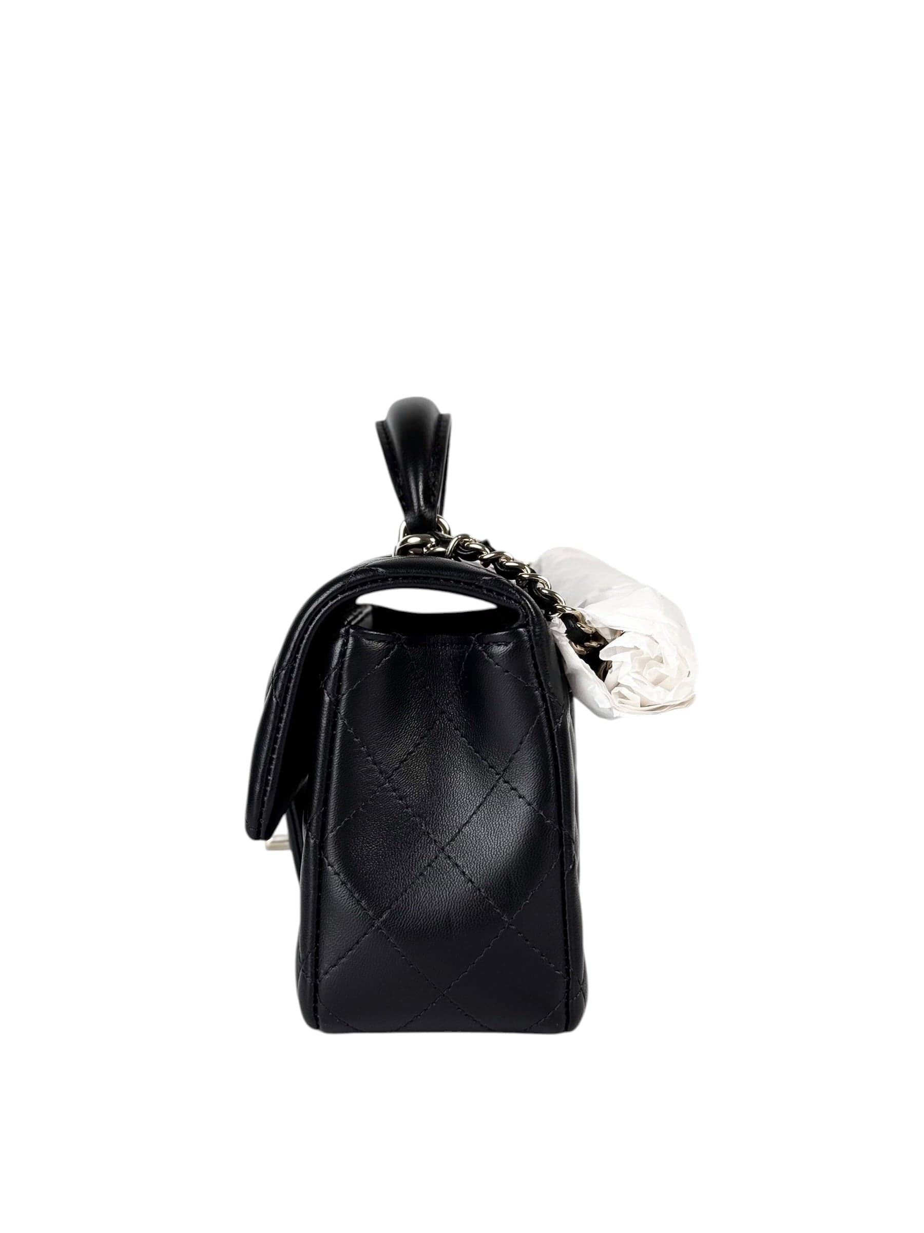 Chanel Chanel Black Classic Flap Mini Bag with Handle - Full Set