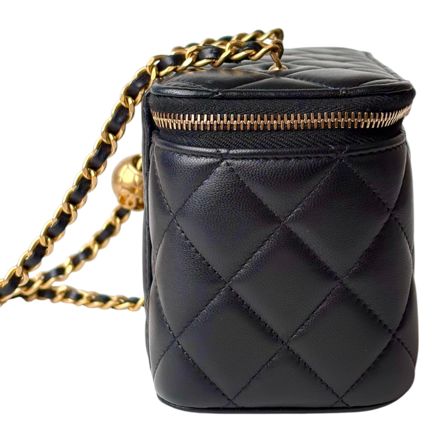 Chanel Chanel Black Lambskin Gold Ball Vanity Box