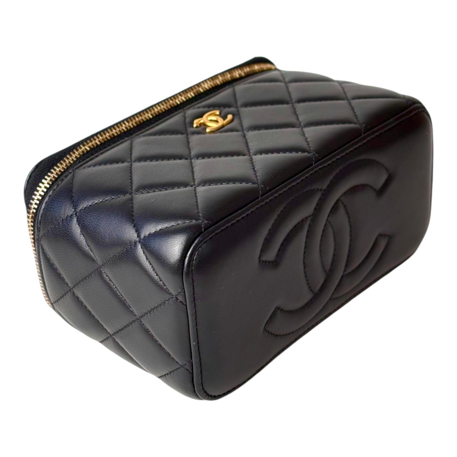 Chanel Chanel Black Lambskin Gold Ball Vanity Box