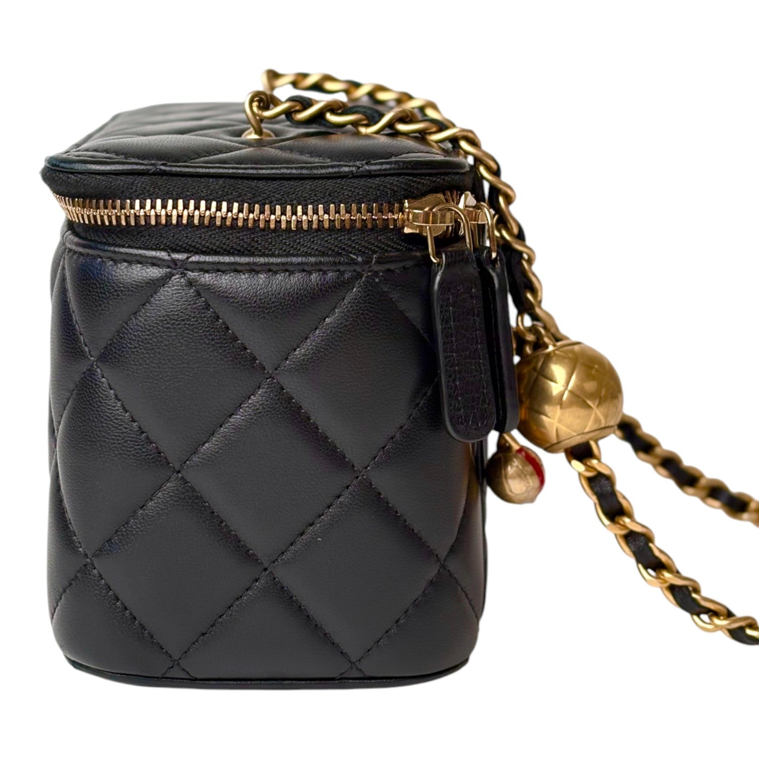 Chanel Chanel Black Lambskin Gold Ball Vanity Box