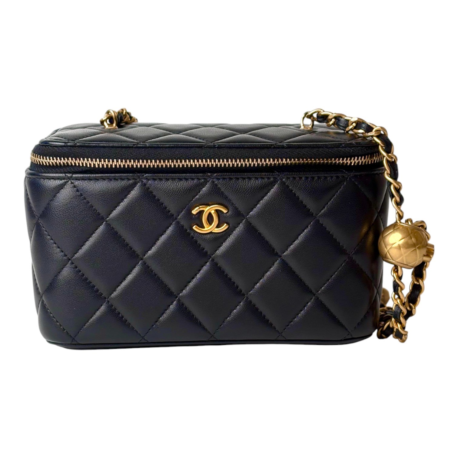 Chanel Chanel Black Lambskin Gold Ball Vanity Box