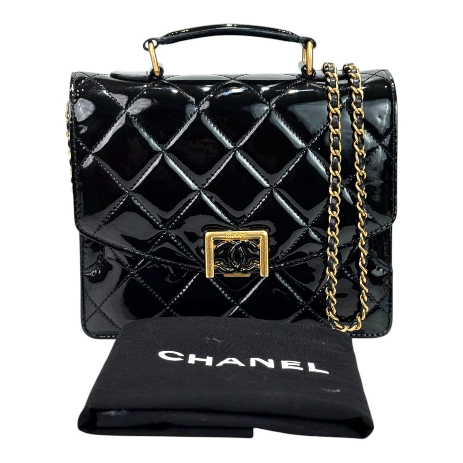Chanel Chanel Black Patent Top Handle Bag