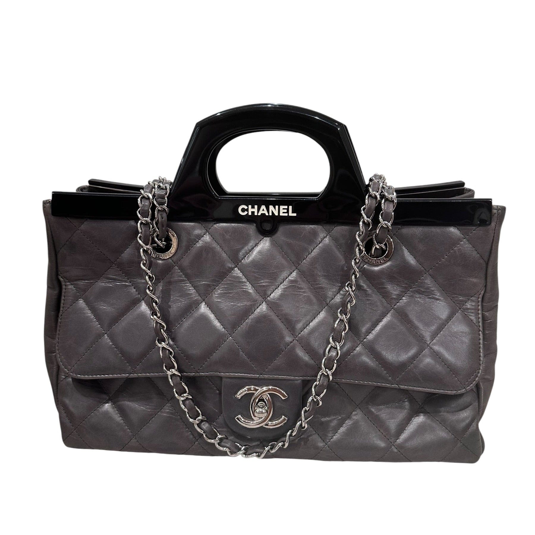 Chanel Chanel Black Top Handle and Grey Bag